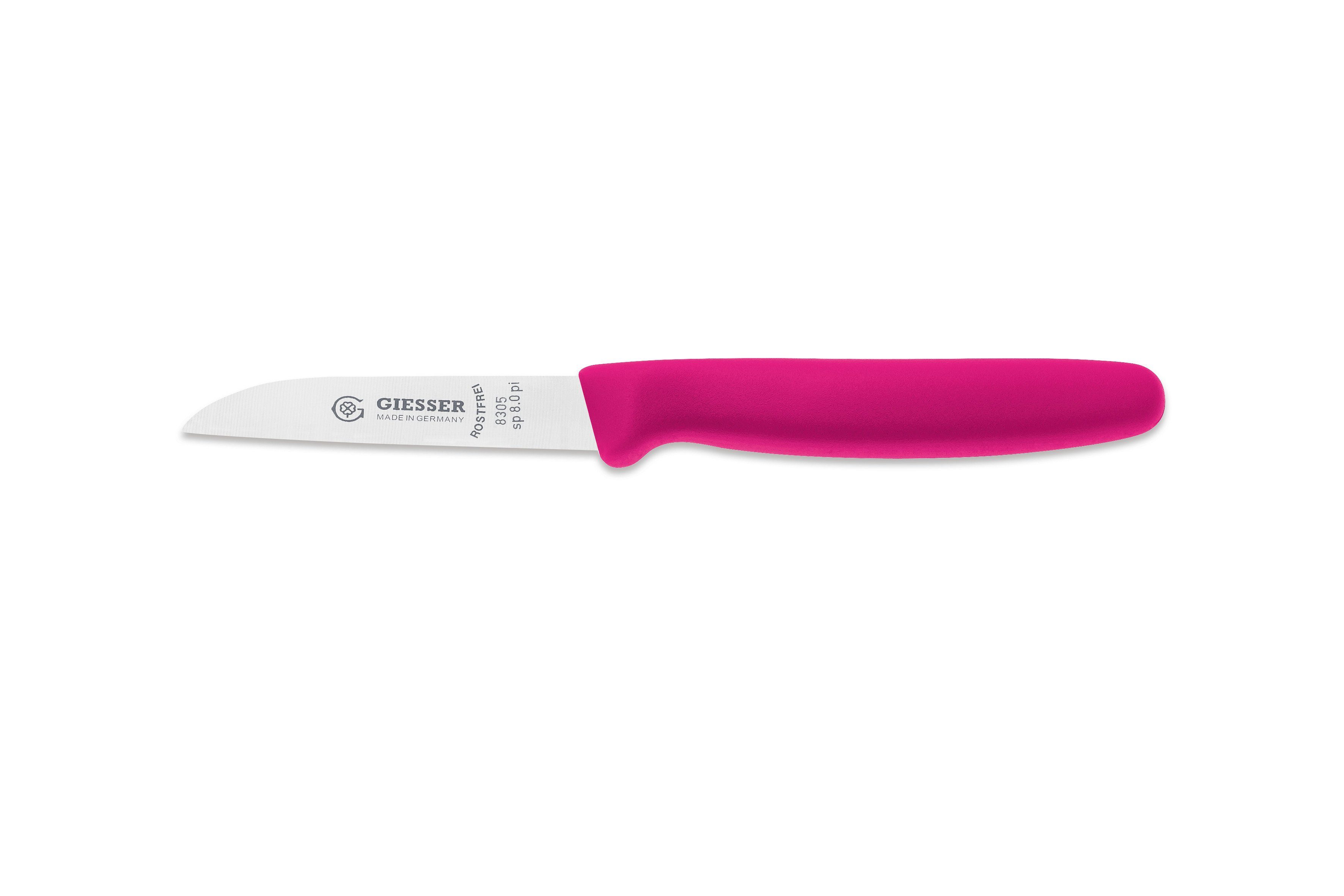 Giesser Messer Gemüsemesser Küchenmesser 8305 sp 8 alle Farben, Küchenmesser gerade Schneide 8 cm, Made in Germany Pink