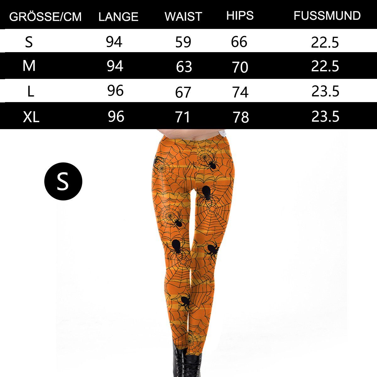 Leggings Leggings,für bedruckte,dehnbare Jormftte Orange1 Highwaist Bedruckte Frauen Spinnennetz Leggings