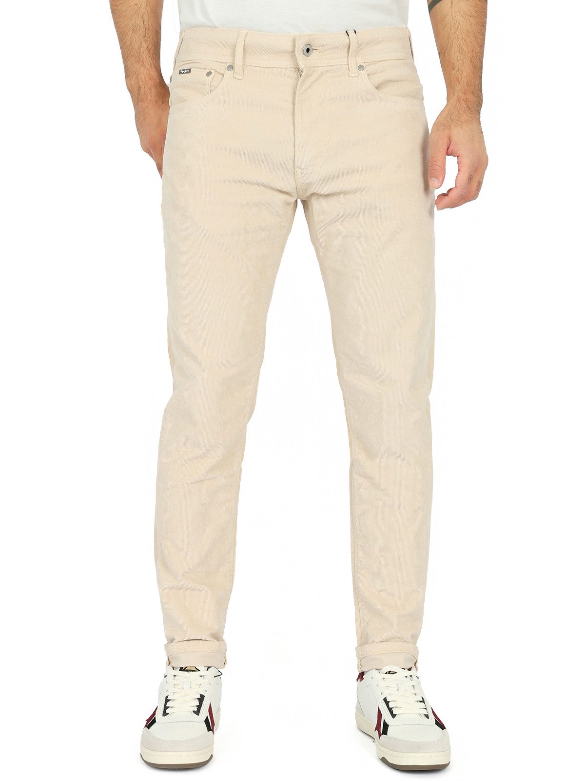 Pepe Jeans Cordhose Tapered Fit Samtweich - Stanley Sand günstig online kaufen