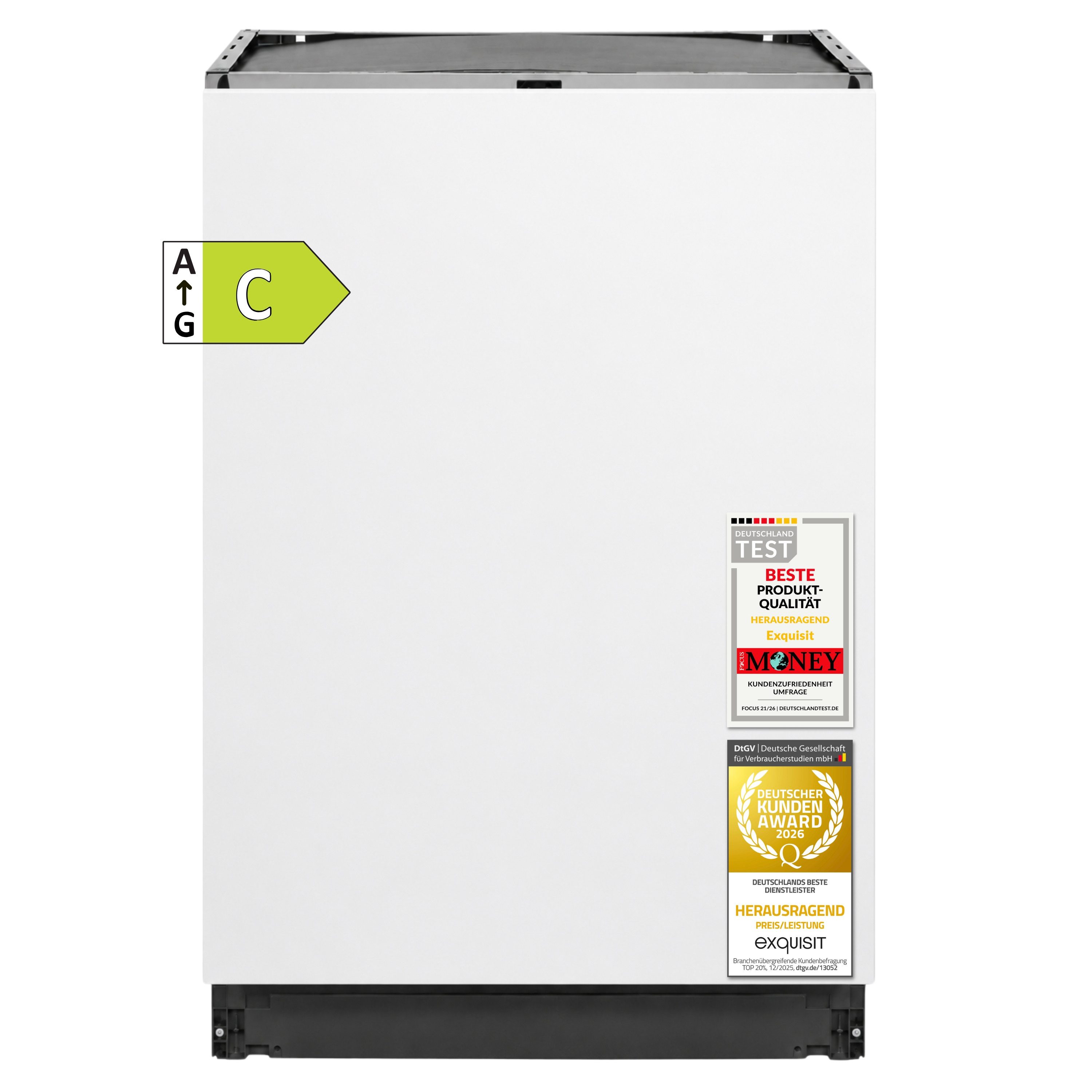 exquisit vollintegrierbarer Geschirrspüler EGSP59316-E-450C, 11,8 l, 16 Maßgedecke, schwarz, LED, 1930 W, 81,6 x 59,8 x 56,0 cm