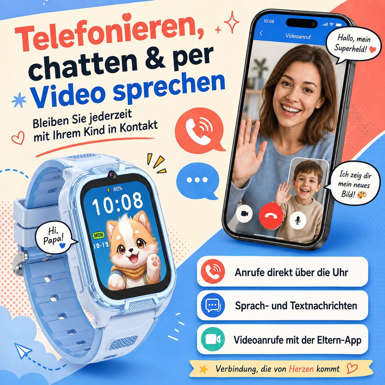 Fyrove Kinderuhr Smartwatch Kinder mit GPS und 4G, Installierbare APP Smartwatch (Smartwatch cm) (1,83 Zoll), 1,83"", 8GB, GPS+LES, 4G-LTE, IP67, SOS, Bluetooth – Bild 3 von 5