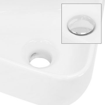 ML-DESIGN Waschbecken Aufsatzwaschbecken aus Keramik für Badezimmer/Gäste-WC, Keramik Weiß 45x27x13cm Eckig inkl. Ablaufgarnitur