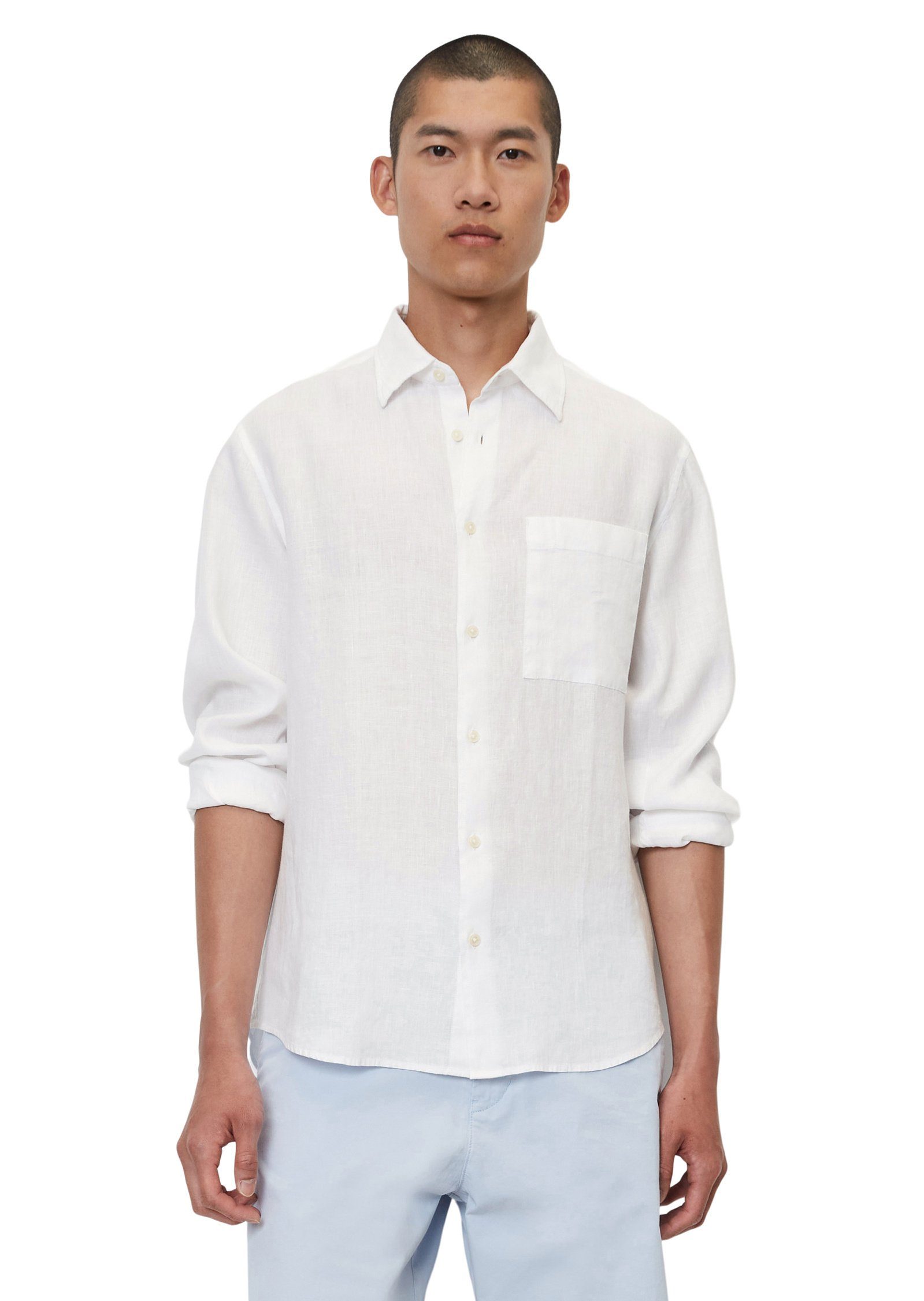 Marc O'Polo Langarmhemd aus reinem Leinen weiß | T-Shirts