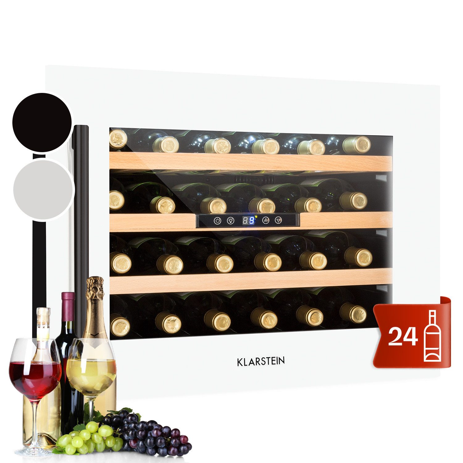 Klarstein Weinkühlschrank Vinsider 24 bottle Uno, für 24 Standardflaschen á 0,75l,Wein Flaschenkühlschrank Weintemperierschrank Weinschrank Kühlschrank