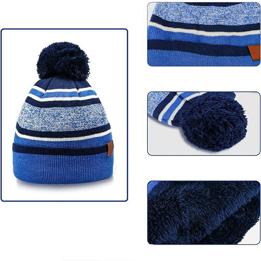 Knit Blau Kinder Mütze Handschuhe Schal Schal CTGtree Set Winter für Accessoires & Mütze