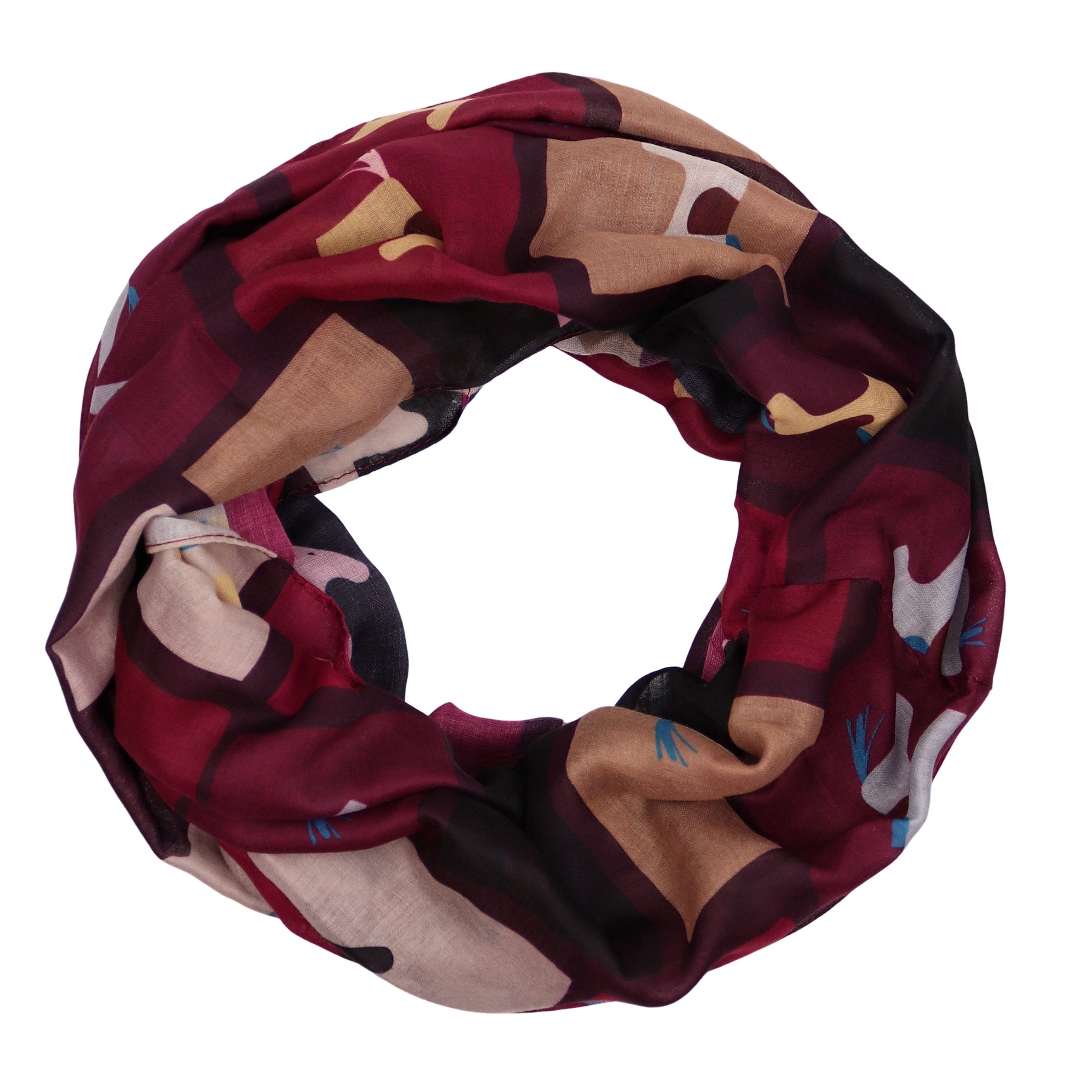 MIRROSI Loop Damen Schal Weich aus 100% Viskose Groß, Schlauchschal, Pferd-Print, (ca.60x80cm; zweimal um den Hals wickelbar), Damen Halstuch Stola ideal für Frühling,Sommer, Herbst oder Winter