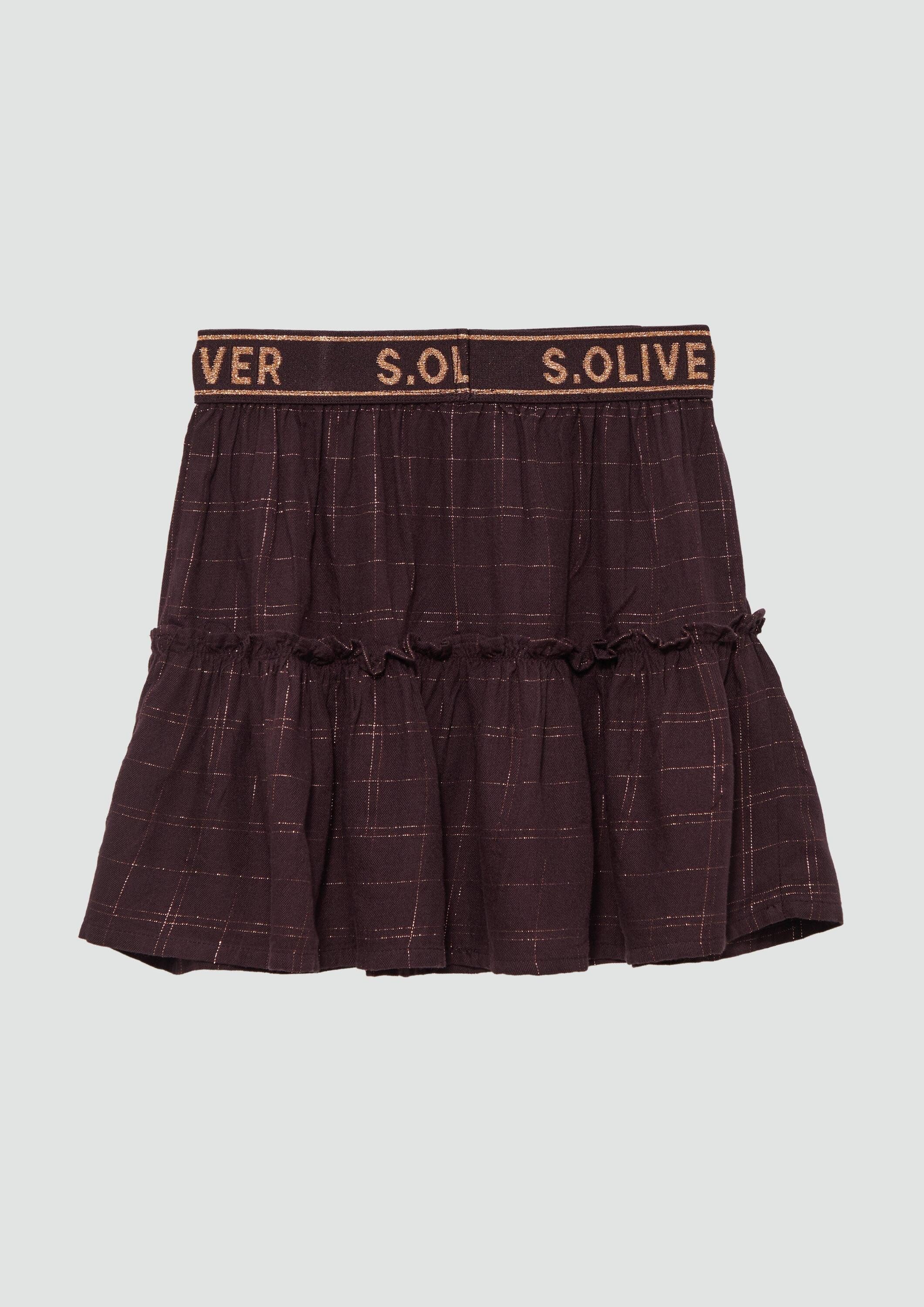 s.Oliver Minirock Rock Ausgestellter Viskoserock mit Karomuster und Glitzerdetails