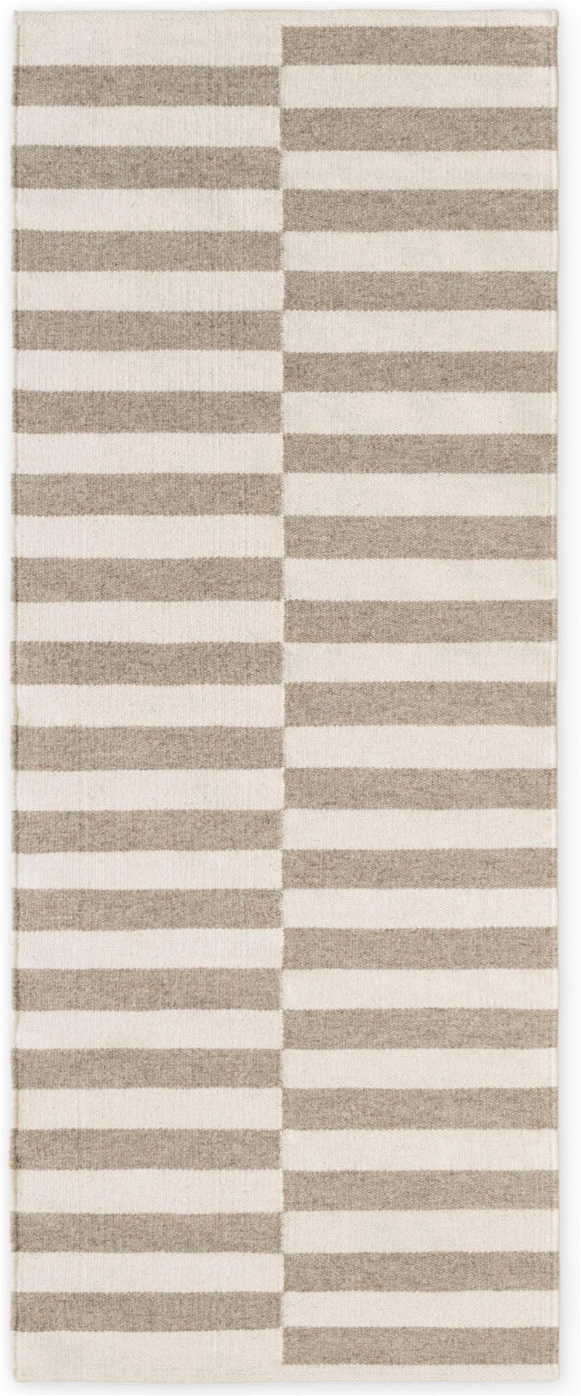 HANSE Home Wollteppich Vika, schwarz-weiss, rechteckig, Höhe: 5 mm, Handgewebt, Wolle, Natur, Läufer, Wohnzimmer, Schlafzimmer, Streifen