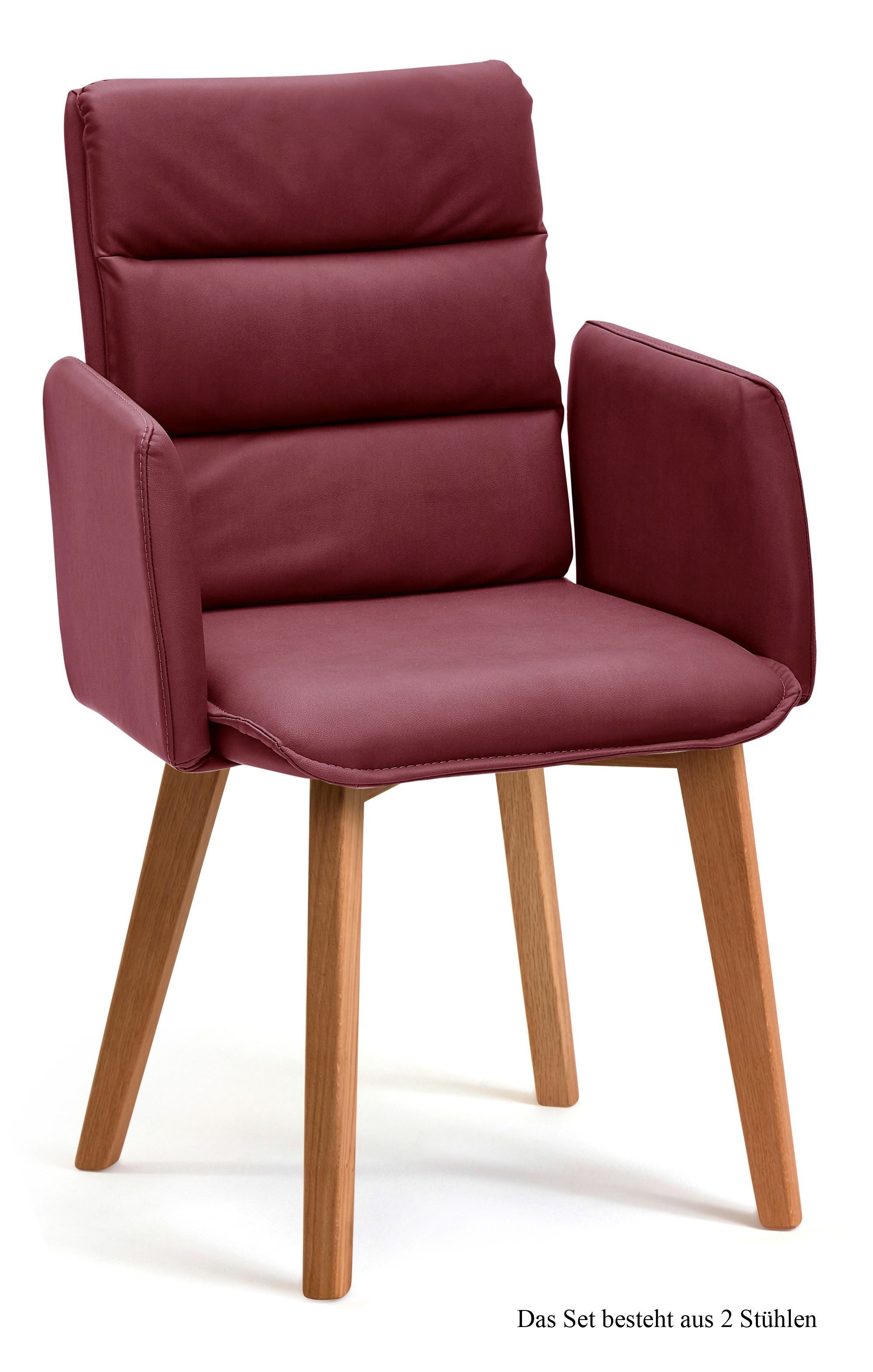 58 aufm Kessel Esszimmerstuhl Armlehnstuhl (2er-Set) Daritsa 52x92x60 Eiche geölt/Rosewood (Lieferung bis Verwendungsstelle, 2 St), Stabiles Gestell aus Massivholz pflegeleichter Bezug aus Microfaser