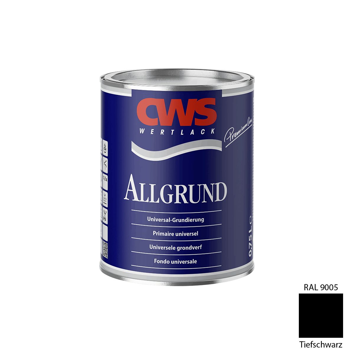 Pictolor Holzgrundierung CWS WERTLACK® Allgrund 0,75 Liter RAL 9005 tiefschwarz