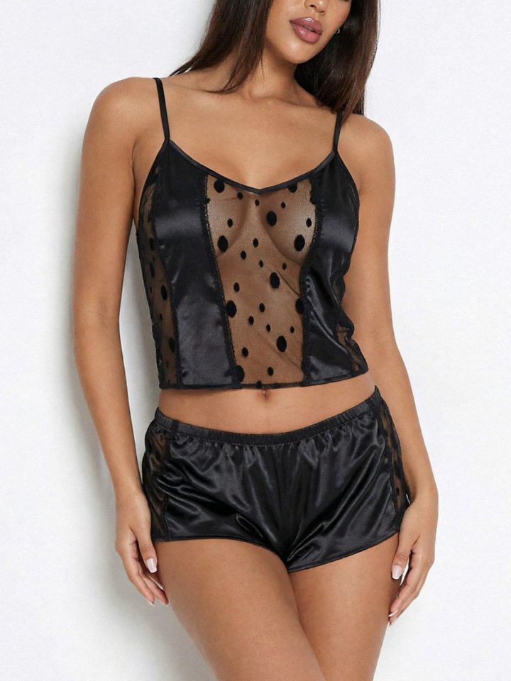 Elegant Love Shorty Satin Nachtwäsche-Set – Pyjama-Set, Schlafanzug (Set, 2 tlg., Camisole-Top + Shorts) Sinnliche Homewear