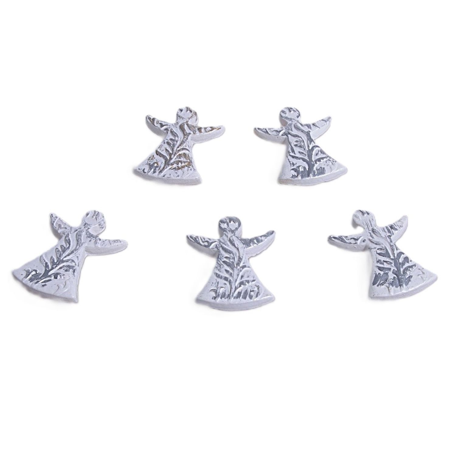 Deko AS Dekoobjekt Mini-Engel Relief - weiß-silber - 12 Stück - 92033-01