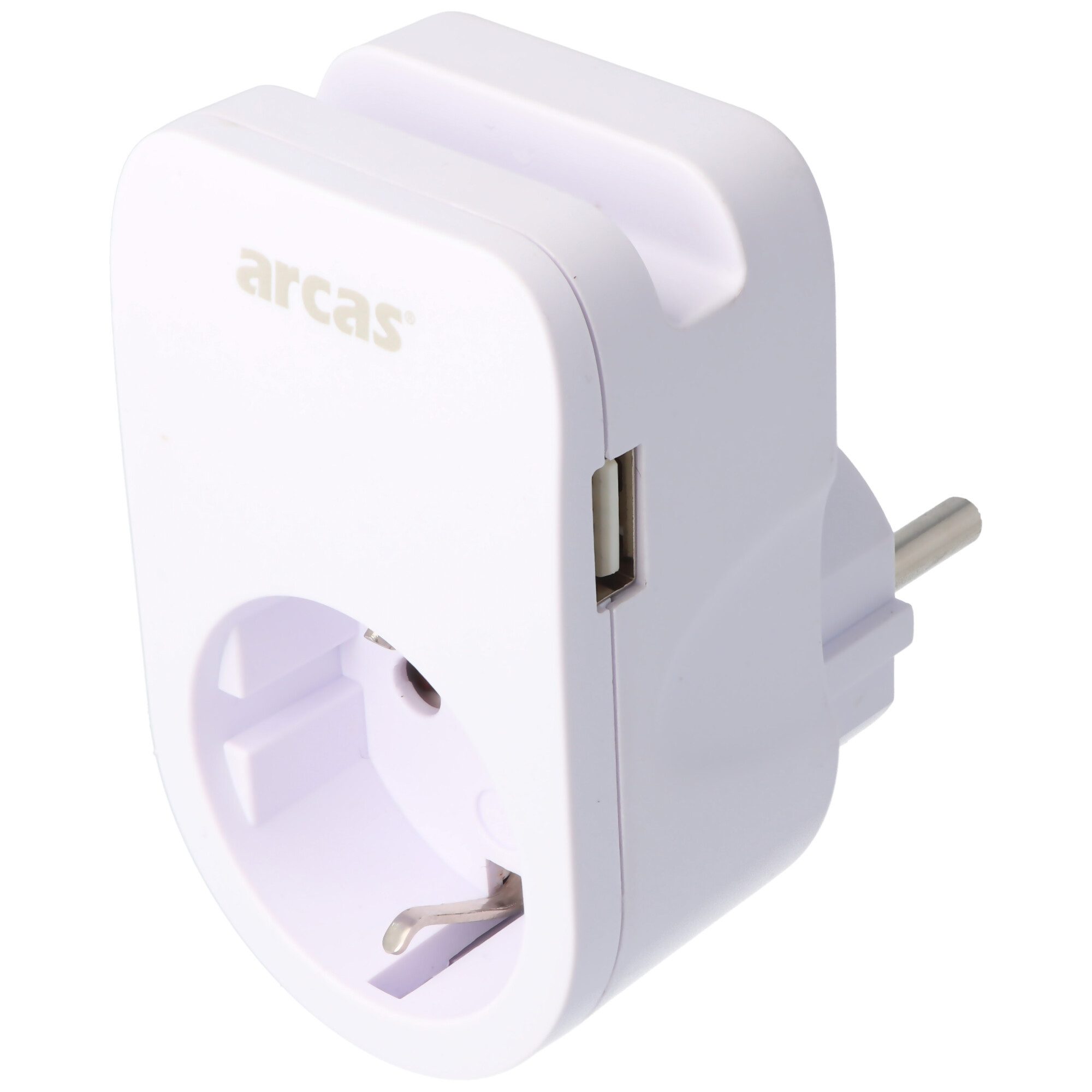 Arcas Zwischenstecker Schuko 1-fach mit 2x USB-Ladebuchse und praktischer H USB-Ladegerät