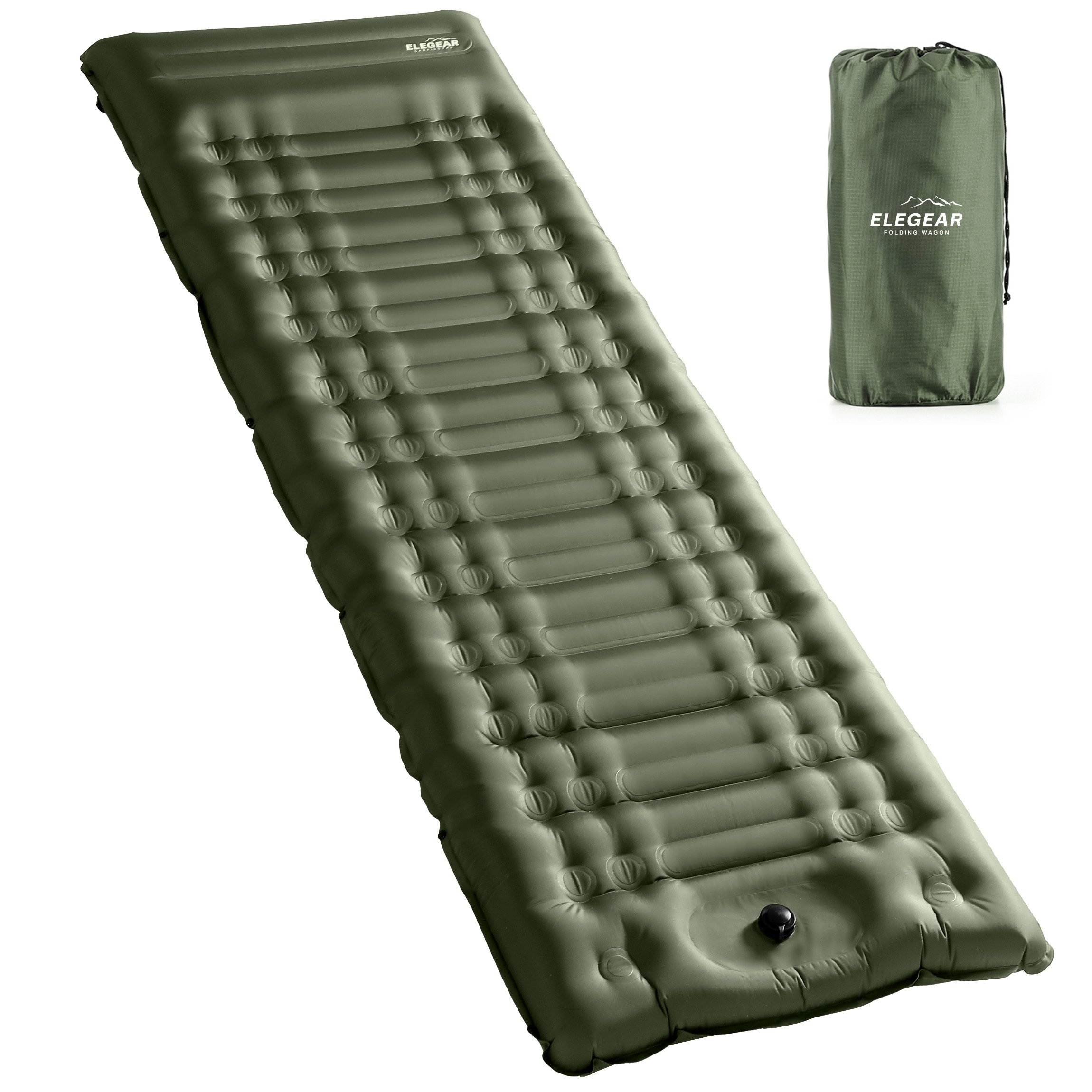 Elegear Isomatte Selbstaufblasende Campingmatte für Camping/Outdoor, (für 1 Personen, 1-tlg), 200x66cm Campingmatratze Ultraleicht mit Fußpumpe und Kissen