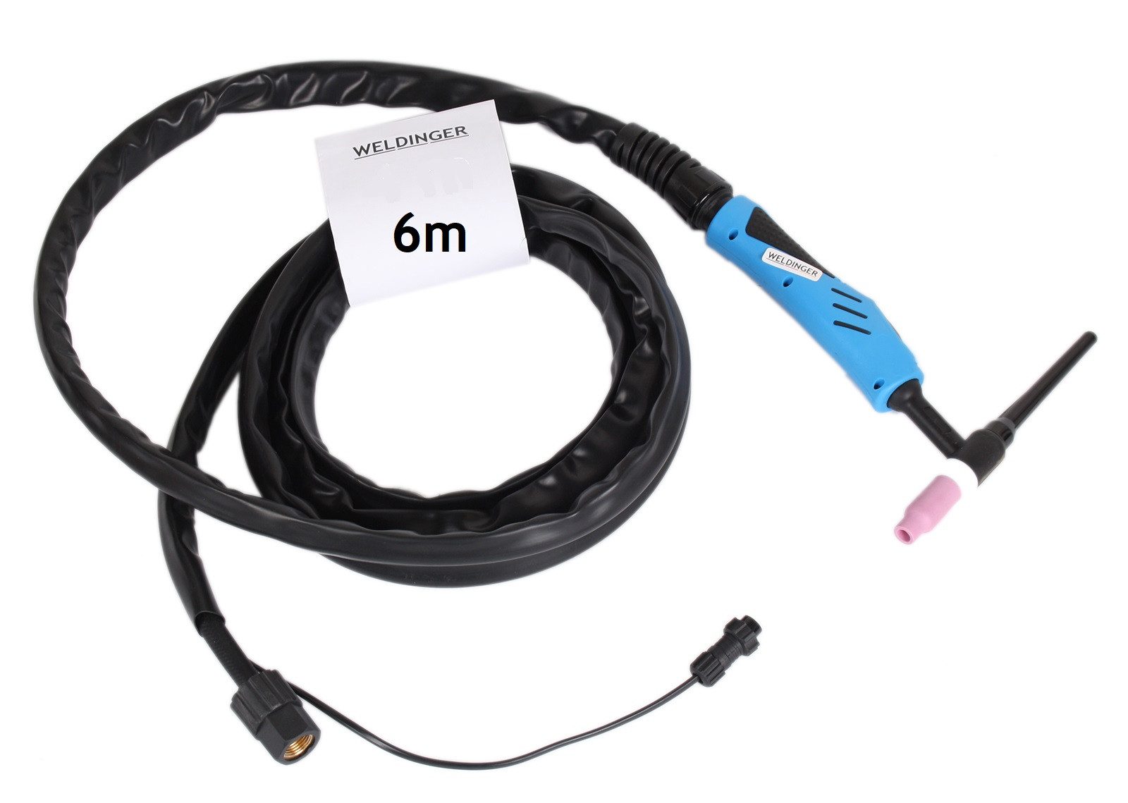 WELDINGER Inverterschweißgerät WIG-Schlauchpaket SRP 26 - 6 m HF 2-polig Strombuchse am Gasanschluss, 140 - 200 A, 6 m lang, Strombuchse am Gasanschluss