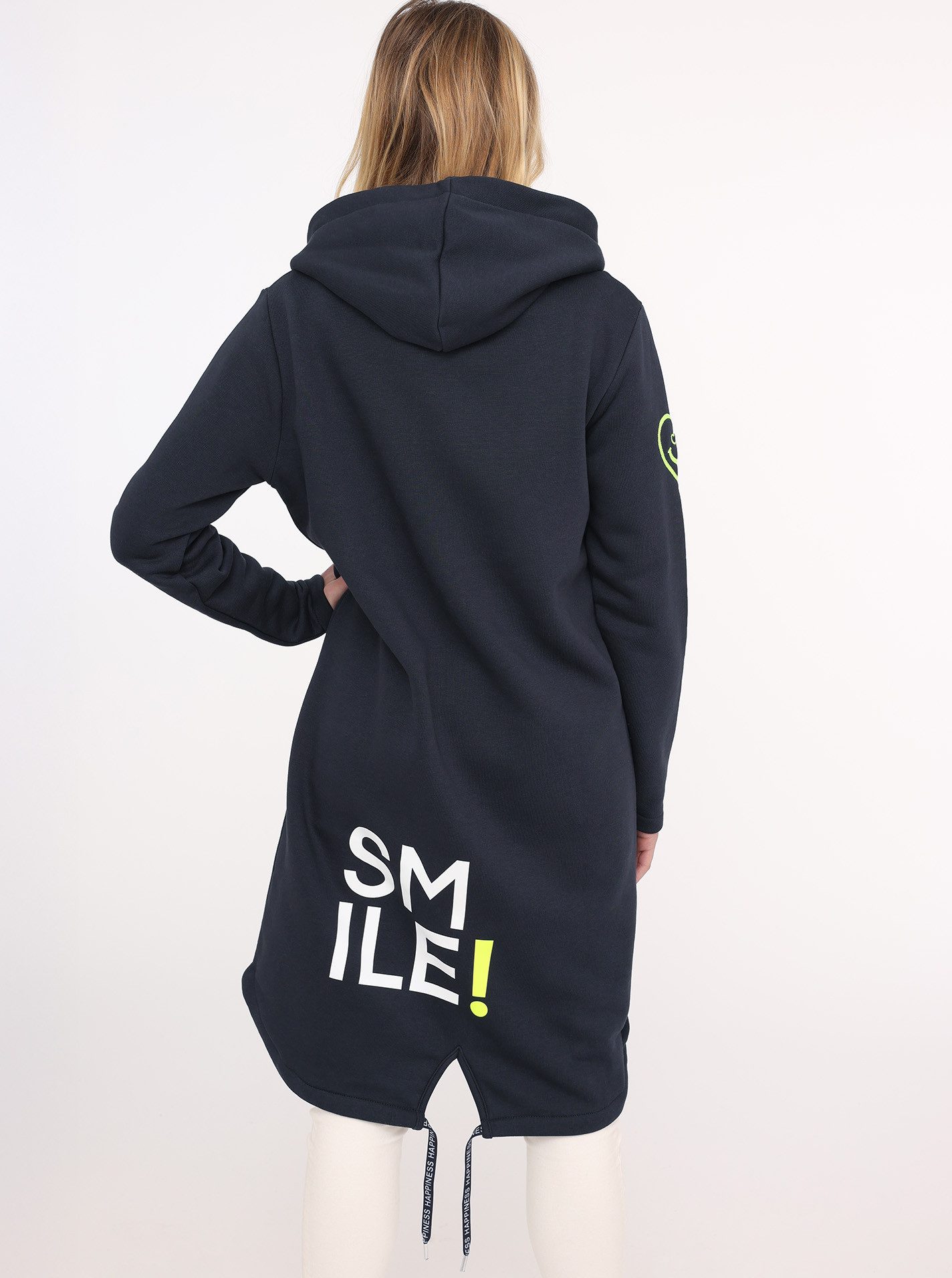 Zwillingsherz Jerseymantel "Alissa" mit Kapuze und SMILE Print