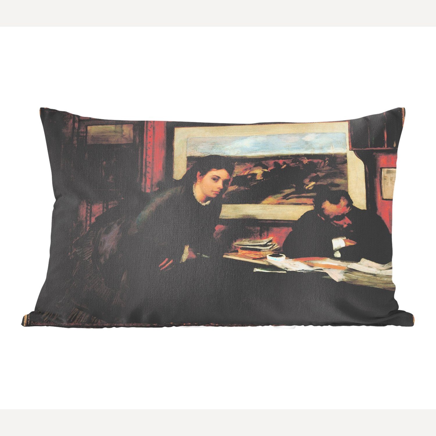 MuchoWow Dekokissen Schmollen - Gemälde von Edgar Degas, Wohzimmer Dekoration, Zierkissen, Dekokissen mit Füllung, Schlafzimmer
