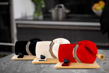 myJupiter Multifunktions-Küchenmaschine Hand-Allesschneider mit Vollholzplatte, Edelstahl Messer, retro Design altweiß