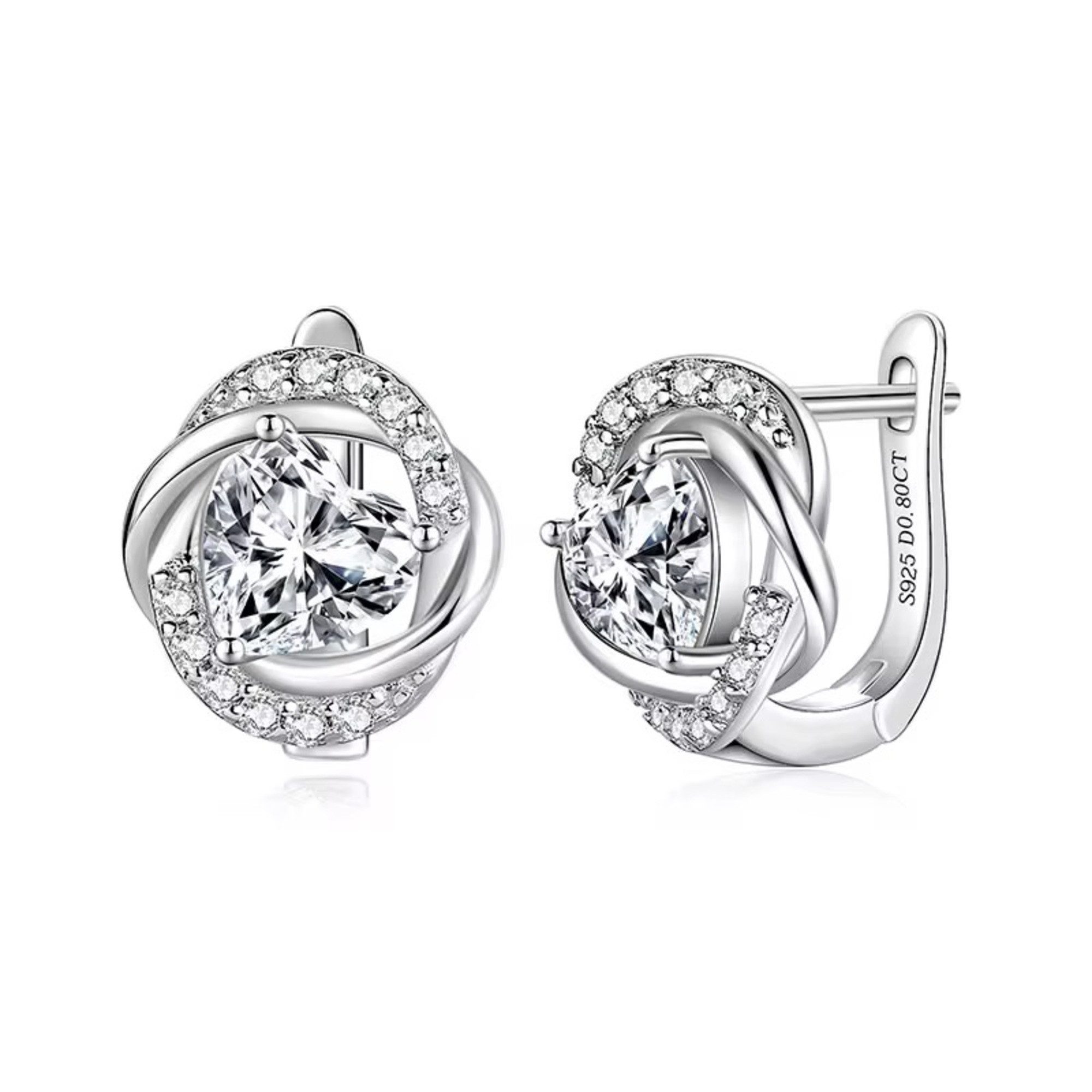 ROUGEMONT Paar Creolen Funkelnde Moissanit Damen Creolen Ohrringe Herz-Design VVS1, Echtschmuck mit Echtheitszertifikat VVS1 D Qualität 0,8ct