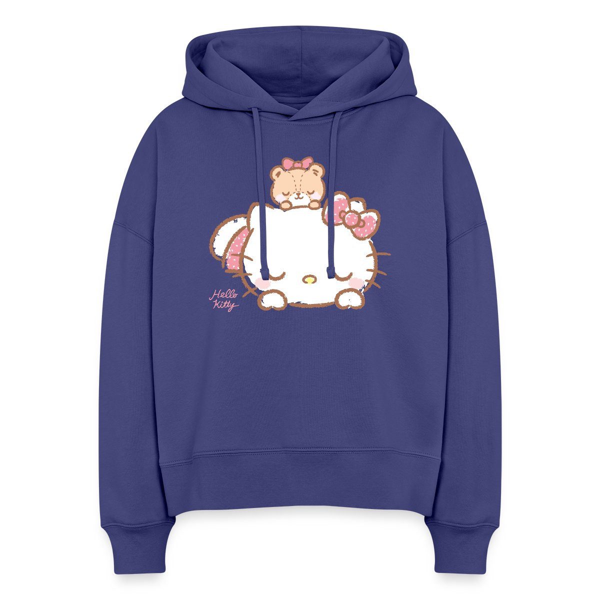 Hoodie Hello Kitty Mit Teddy Auf Dem Rücken Frauen Boxy Organic Hoodie