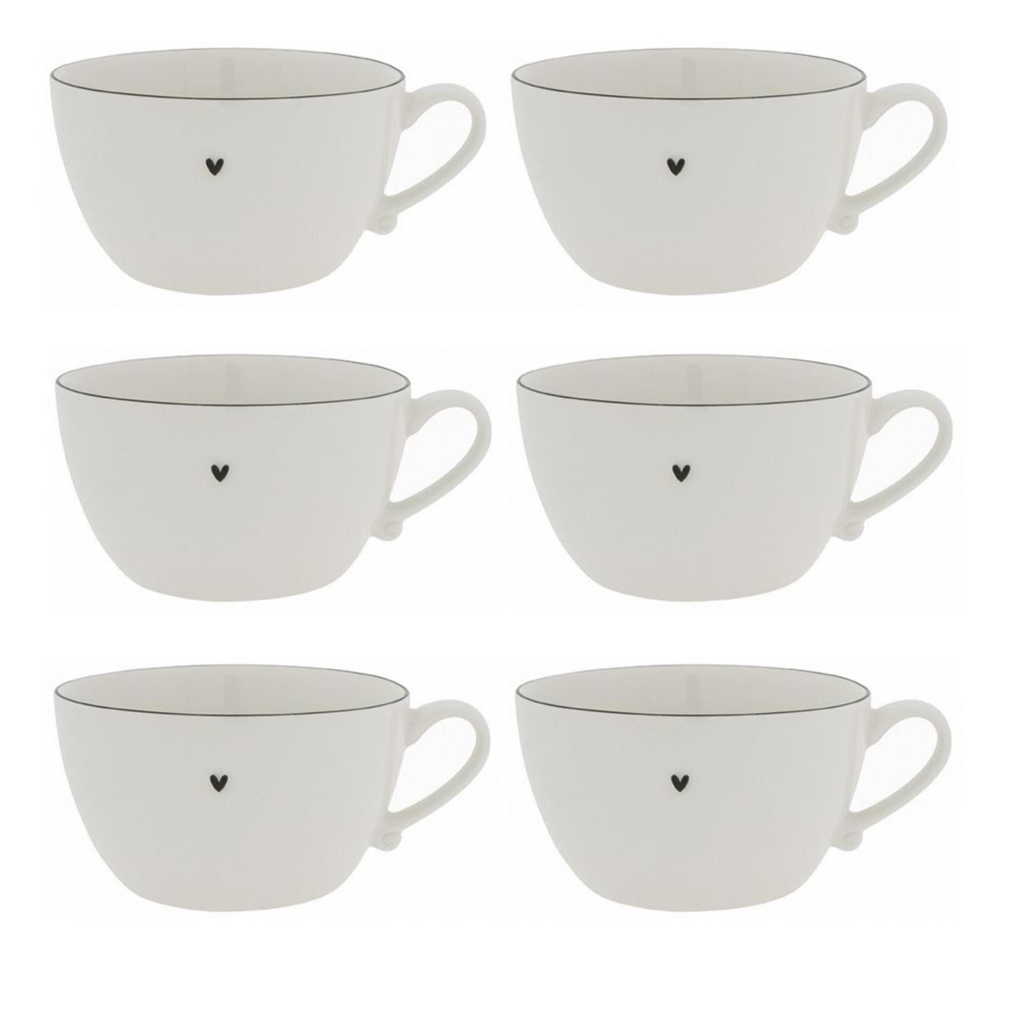 Bastion Collections Suppenteller Schwarzes Herz, Spülmaschinengeeignet, Weiß, schwarzes Herz, H: 8cm
