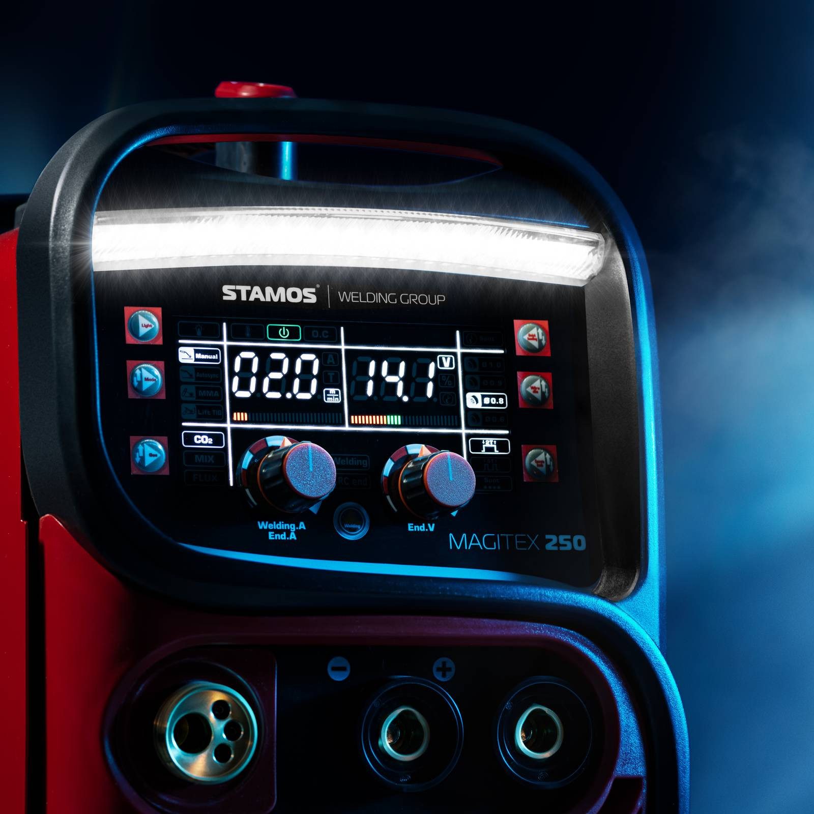 Stamos Welding Group Elektroschweißgerät MIG MAG Schweißgerät 180 A Schutzgas WIG Liftarc MMA FLUX E-Hand