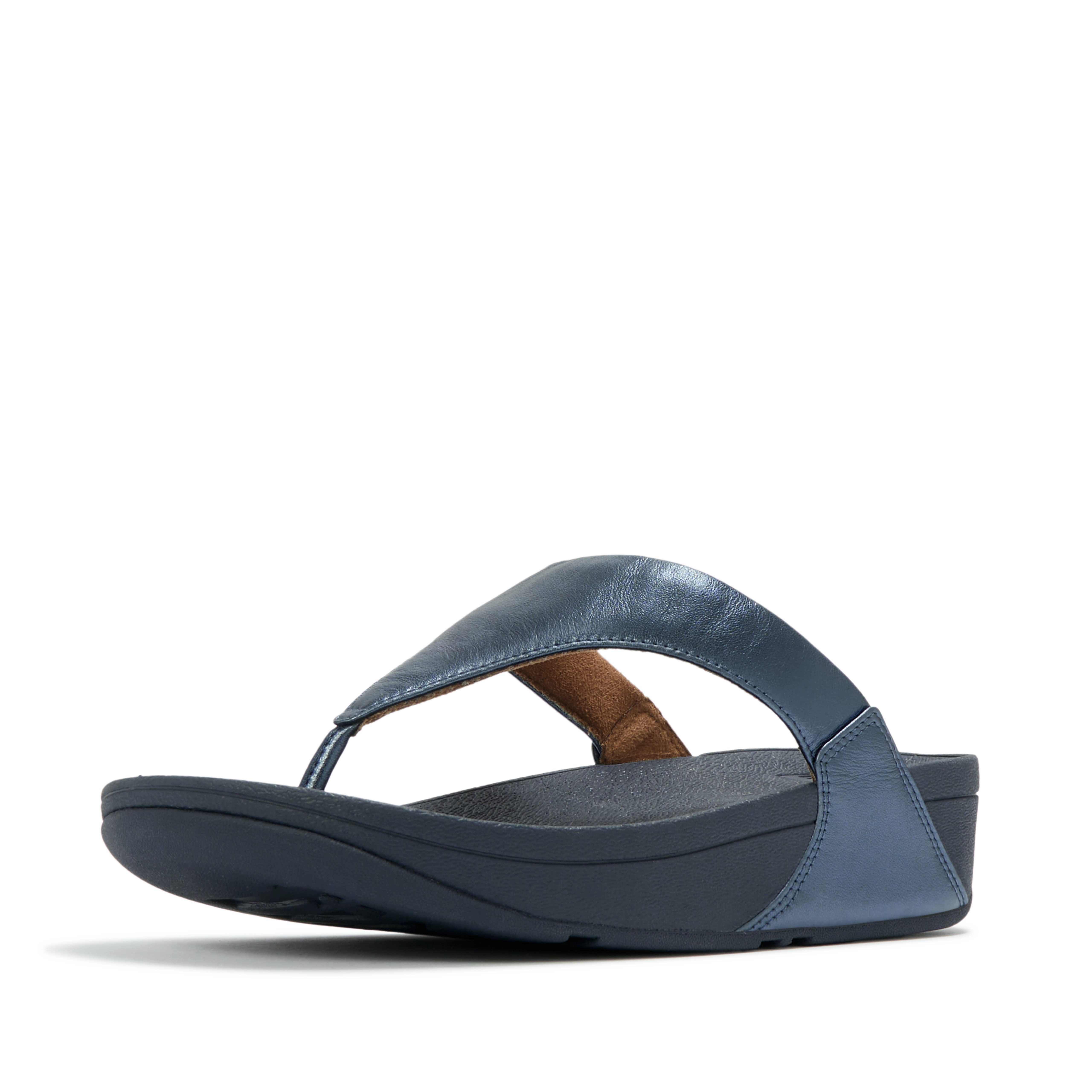 Fitflop LULU LEATHER TOEPOST Dianette Zehentrenner, Pool Slides, Pantolette, Badeschuh mit Keilabsatz