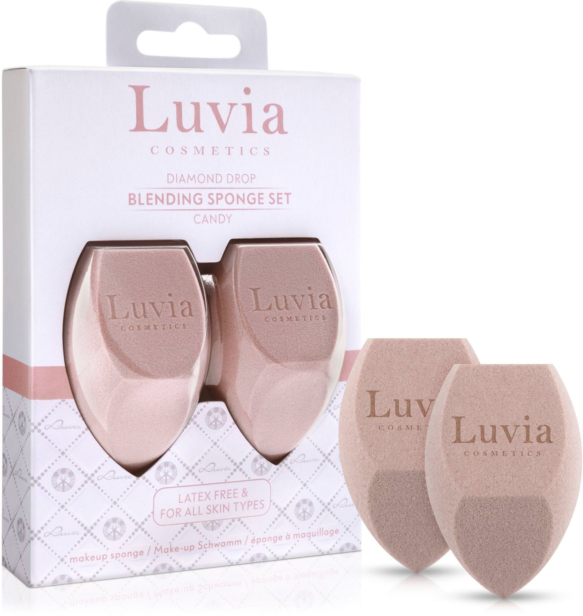 Luvia Cosmetics Make-up Schwamm Diamond Sponge Candy, Set, 2 tlg., feinporige Oberfläche für natürliches Hautbild