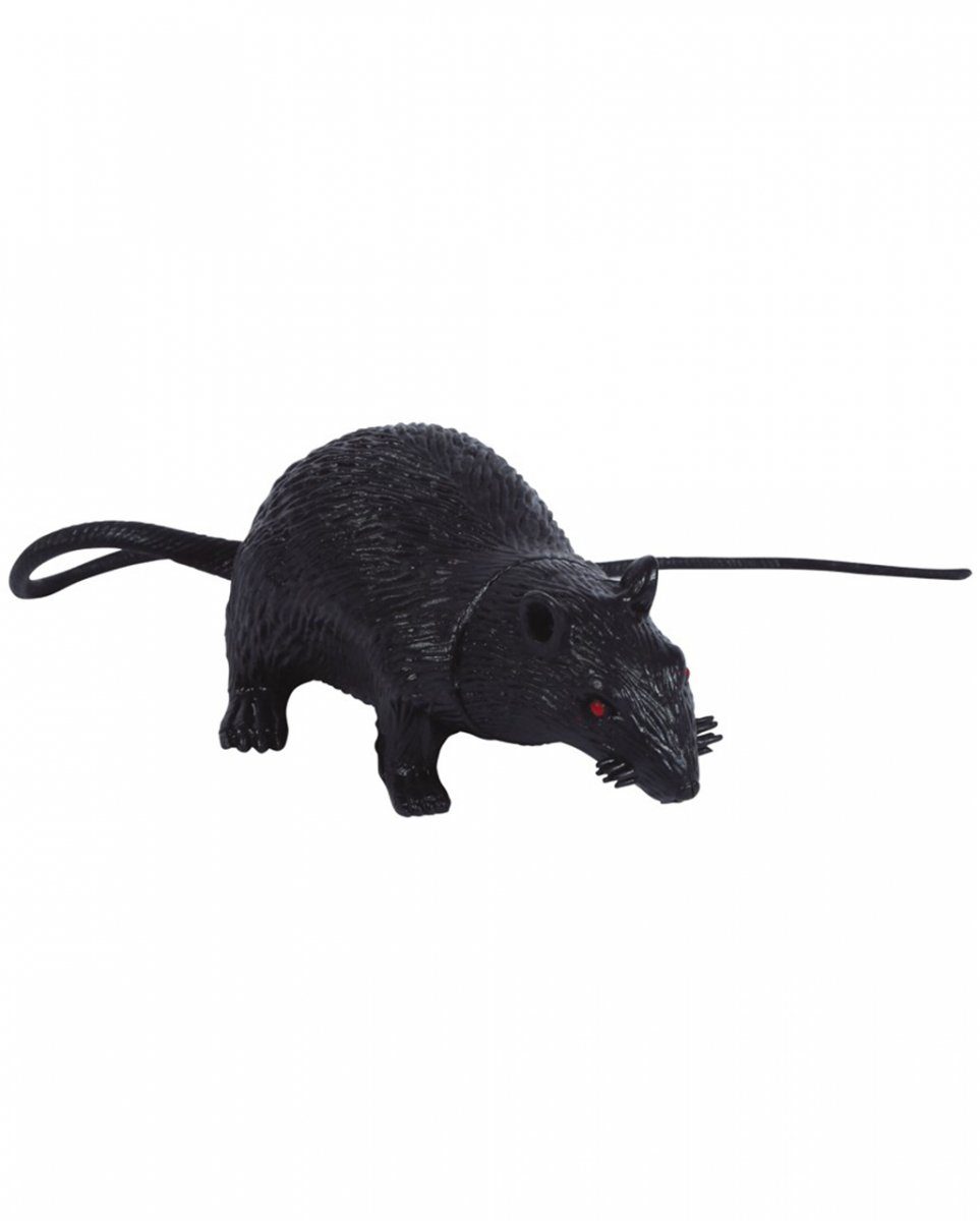 Dekoobjekt Schwarze Deko Ratte aus Latex für Halloween 15cm