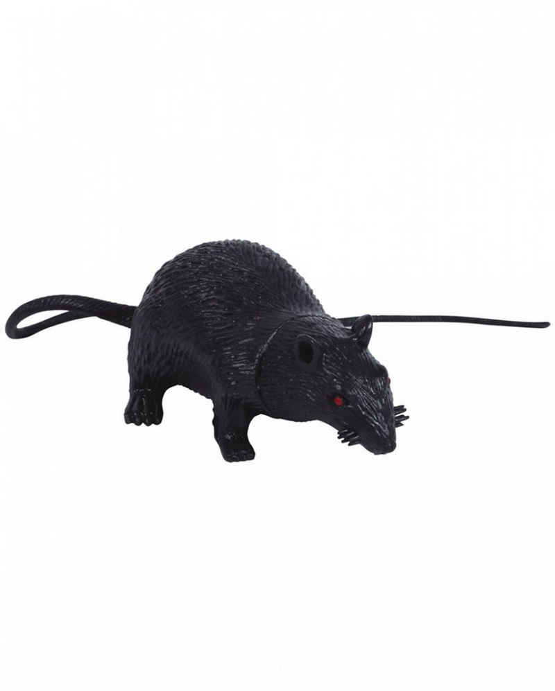 Horror-Shop Dekoobjekt Schwarze Deko Ratte aus Latex für Halloween 15cm