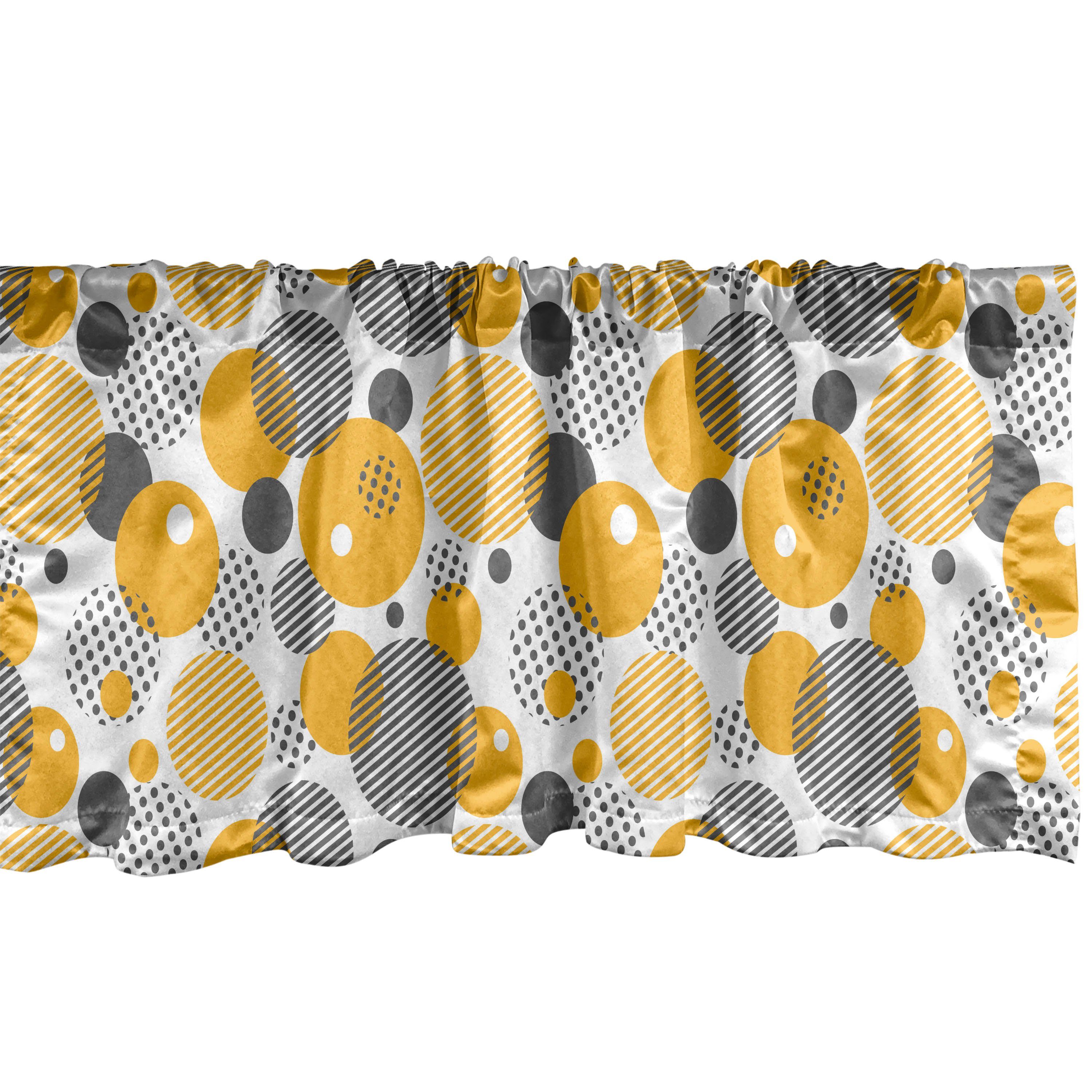 Volant Gelb für Stangentasche, mit Dekor Schlafzimmer Küche Abakuhaus, Punkte Vorhang den Kreisen grau Scheibengardine Grafik Microfaser, in