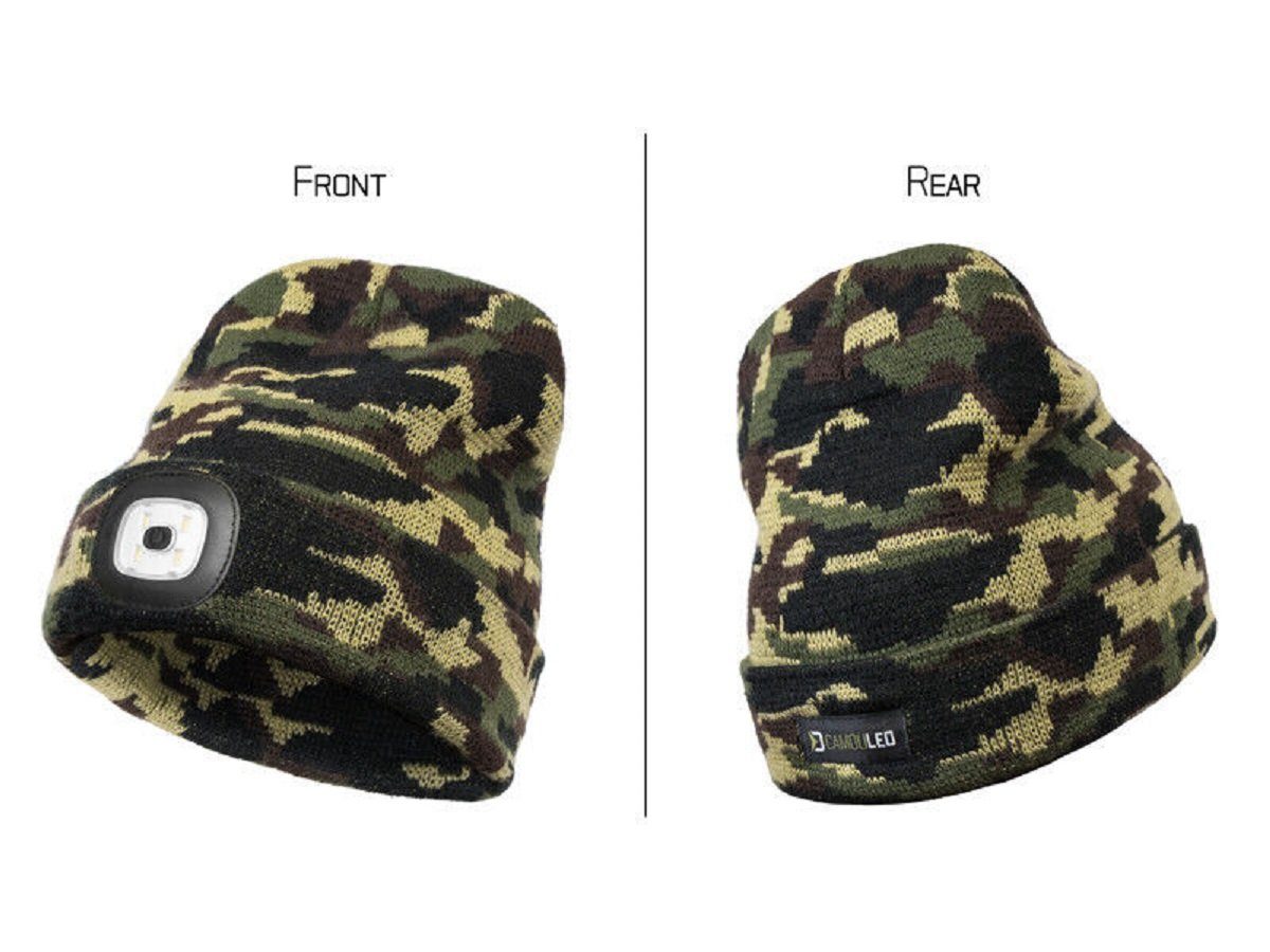 Delphin.sk Strickmütze Wintermütze Delphin Camou LED und USB Anschluss camouflage Tarnung Die RWR LED ist eine Mütze, für Kälte, Wind und Dunkelheit