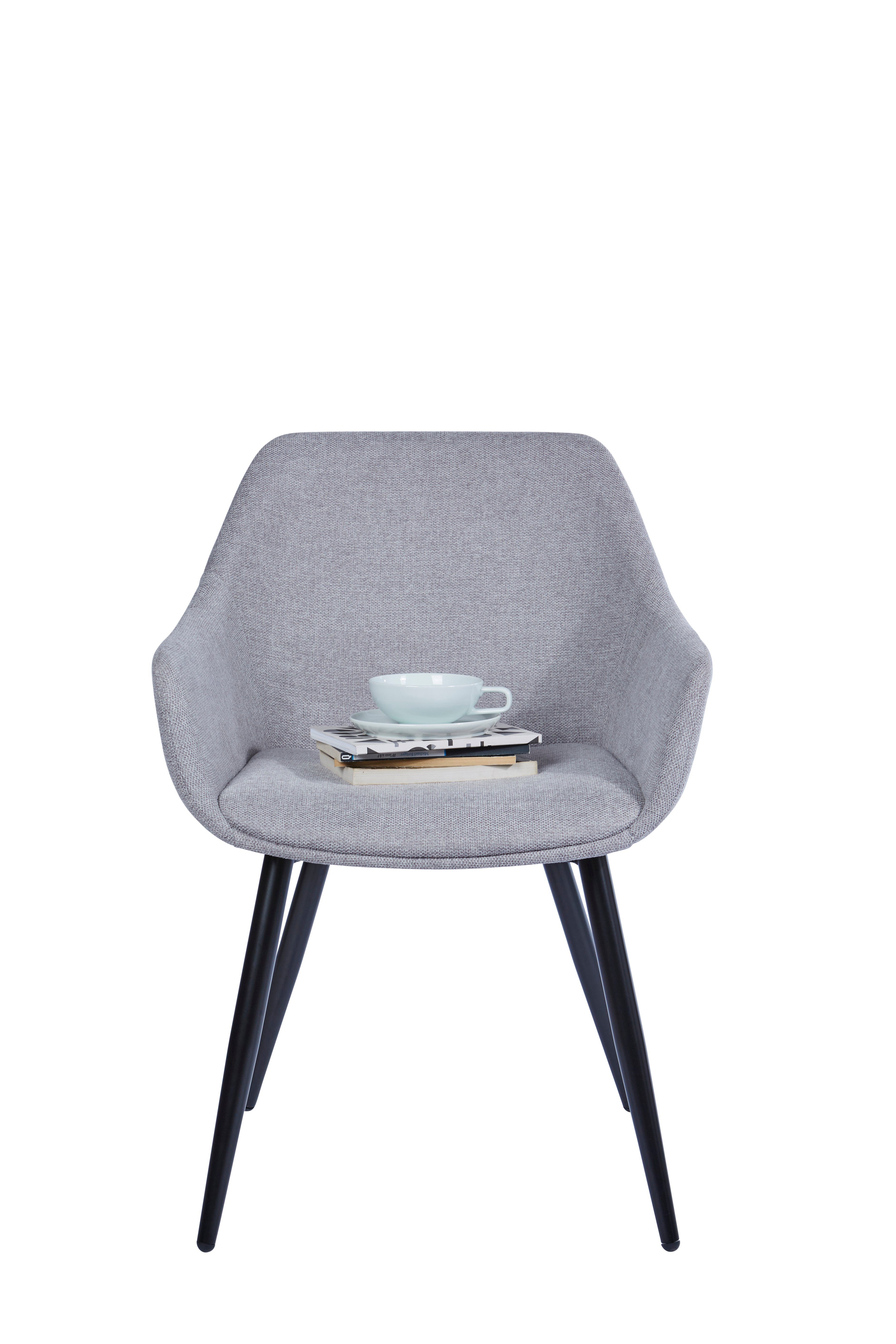 HOME OF COLORS Esszimmerstuhl RETRO ARMCHAIR - Schalenstuhl in angesagter Retroform, Chenillestoff, ausgestellte Metallfüße und leicht geneigte Armlehnen.