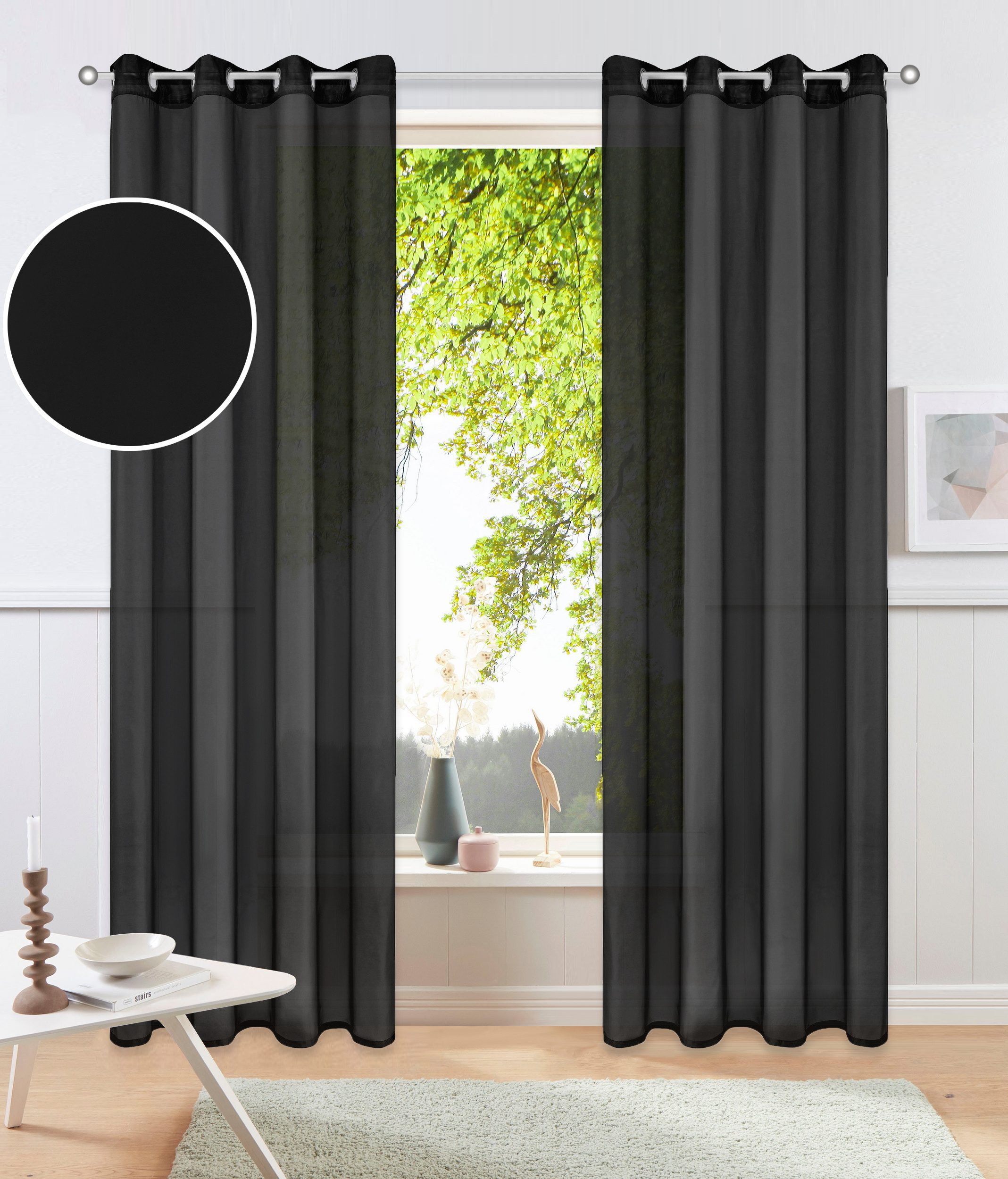 OTTO home Gardine XANA 1er- und 2er Pack (1 St), Ösen, transparent, Voile, einfarbig, 1 bzw. 2er Set, pflegeleicht, Kundenliebling