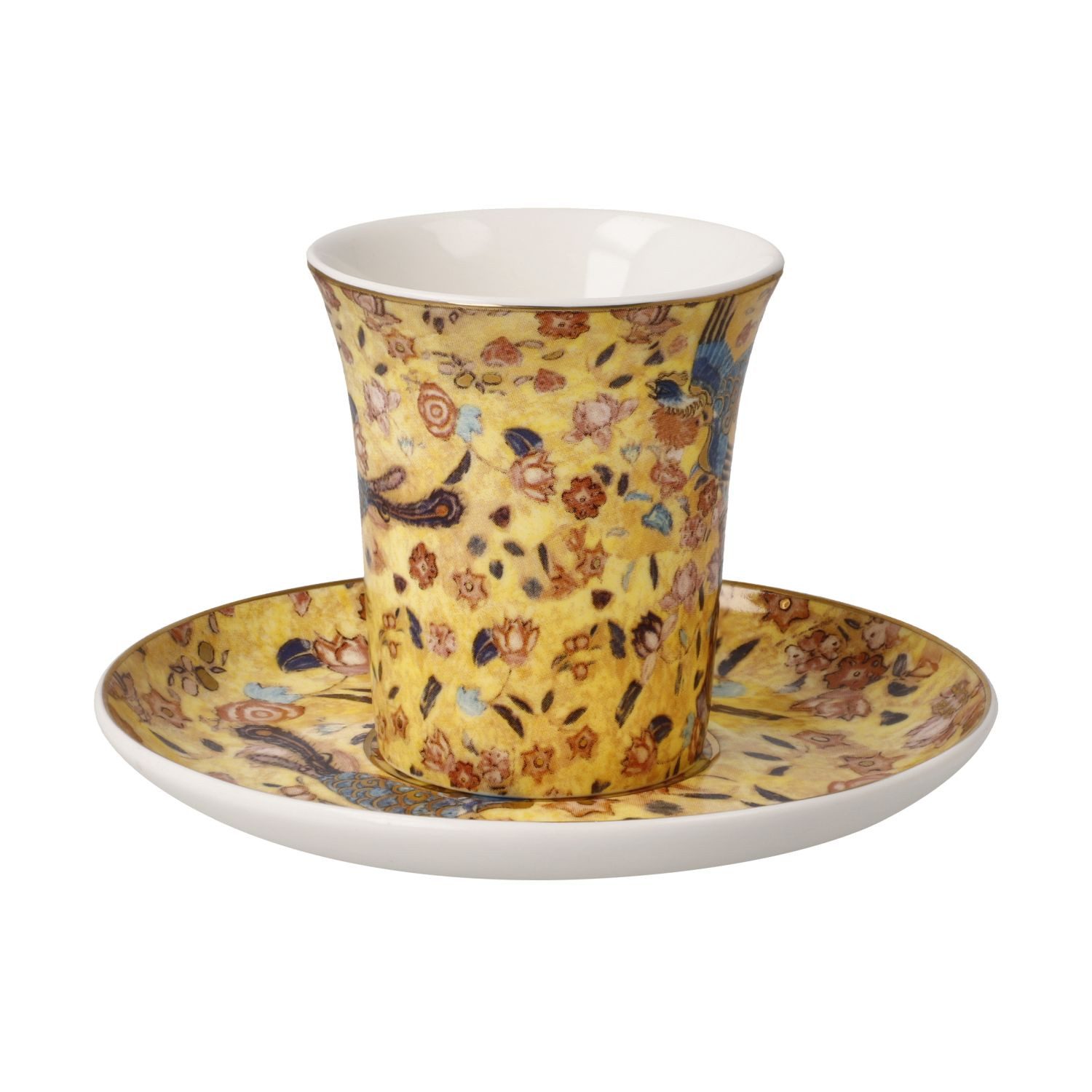 Goebel Espressotasse Gustav Klimt, Fine Bone China, mit Echtgolfauflage, Bunt, Dame mit Fächer, H: 6.5cm