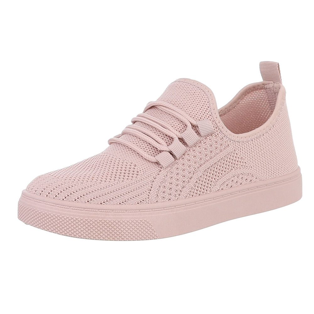 Ital-Design Stylischer Freizeitschuh aus Mesh in Schwarz Sneaker (88843532) Flach Sneakers Low in Altrosa