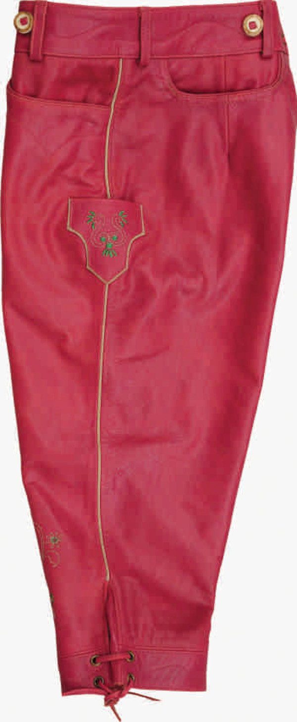 Fuente Leather Wears Lederhose Trachten Lederhose Mädchen Kniebund-Trägern, Pink Kinder Trachten Lederhose Kniebund mit Träger Echtleder Nappa – Bild 2 von 3