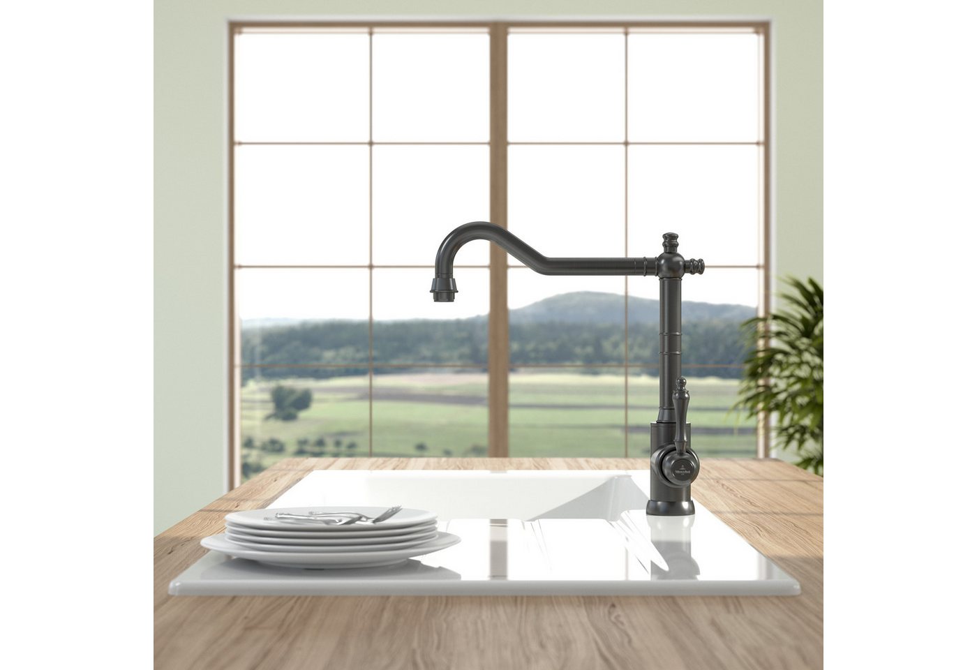Thumbnail - Villeroy & Boch Küchenarmatur Armatur Wasserhahn Avia 2.0 92400005 Edelstahl Anthracite Hochdruck