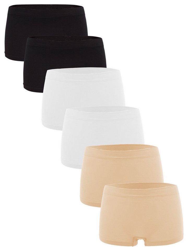 Fabio Farini Panty Damen Hipster Boxershorts - Frauen Unterhosen Slip Set Seamless (Packung, 6-St) angenehmes Tragegefühl ohne Seitliche Nähte