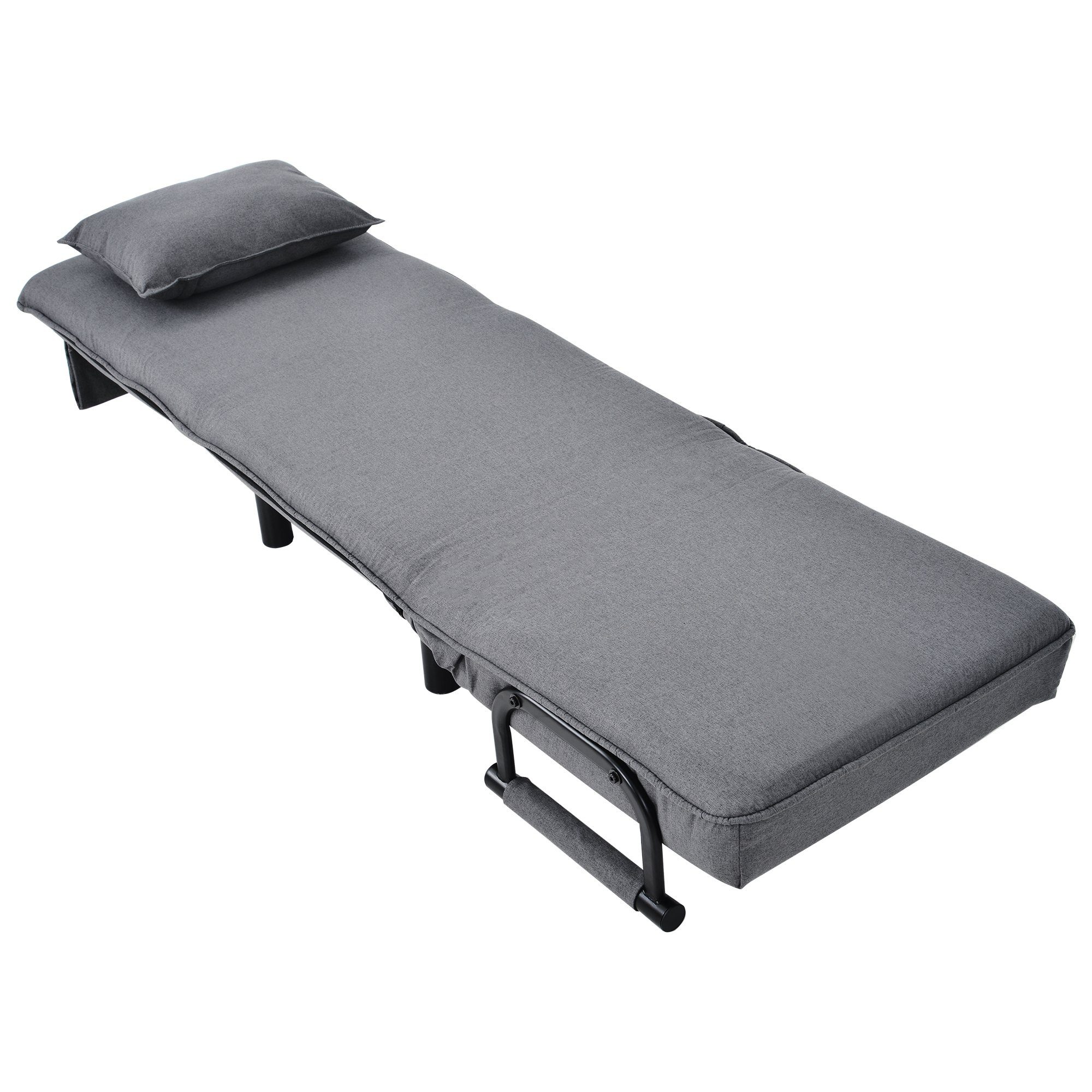 Celya Schlafsofa Schlafsessel Schlafsofa klappbarer Positionen, mit Rückenlehne Grau mit Verstellbare 6 Kissen, Sessel