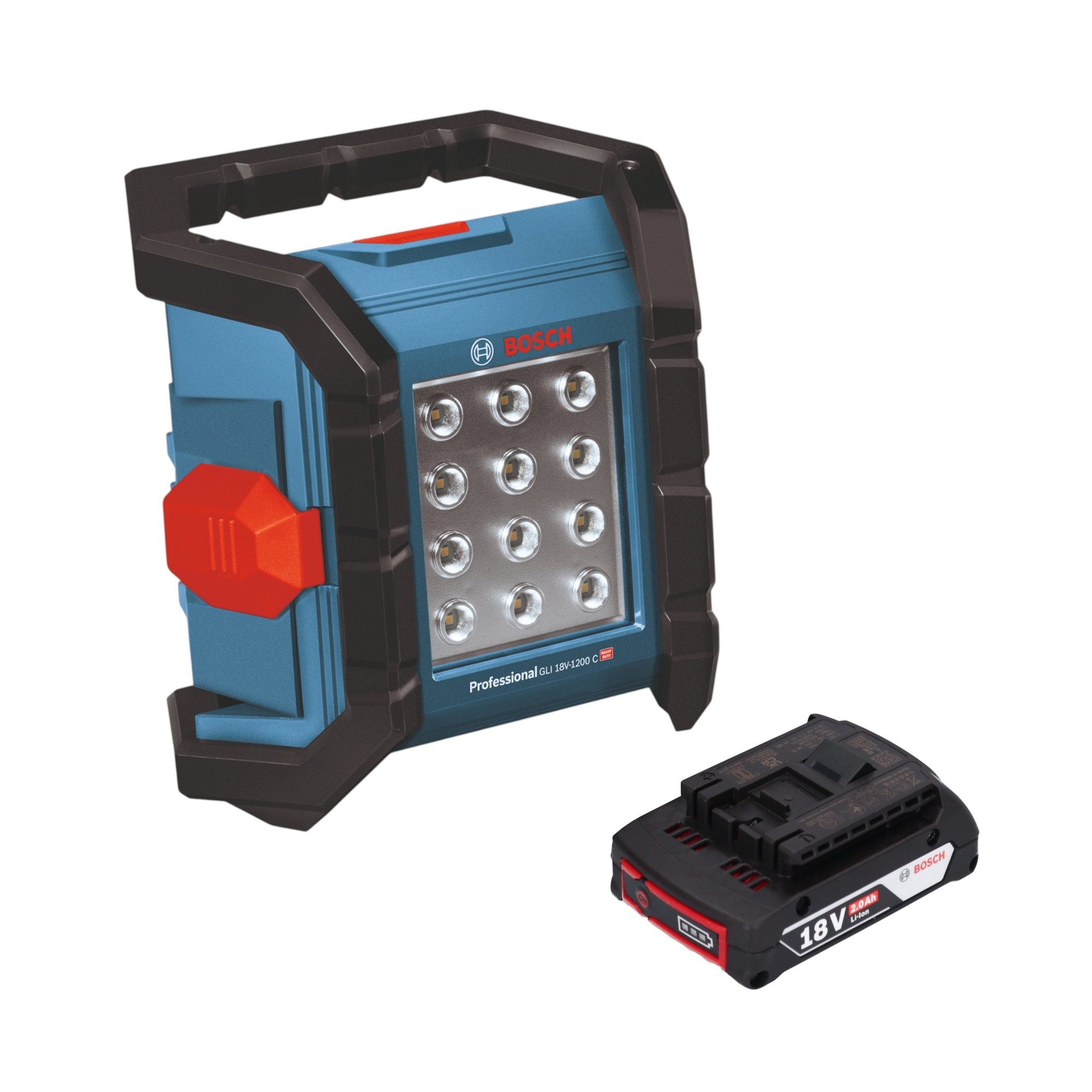 Bosch Professional Baustrahler GLI 18V-1200 C Professional 18 V 1200 lm + 1x Akku 2,0 Ah - ohne Lader