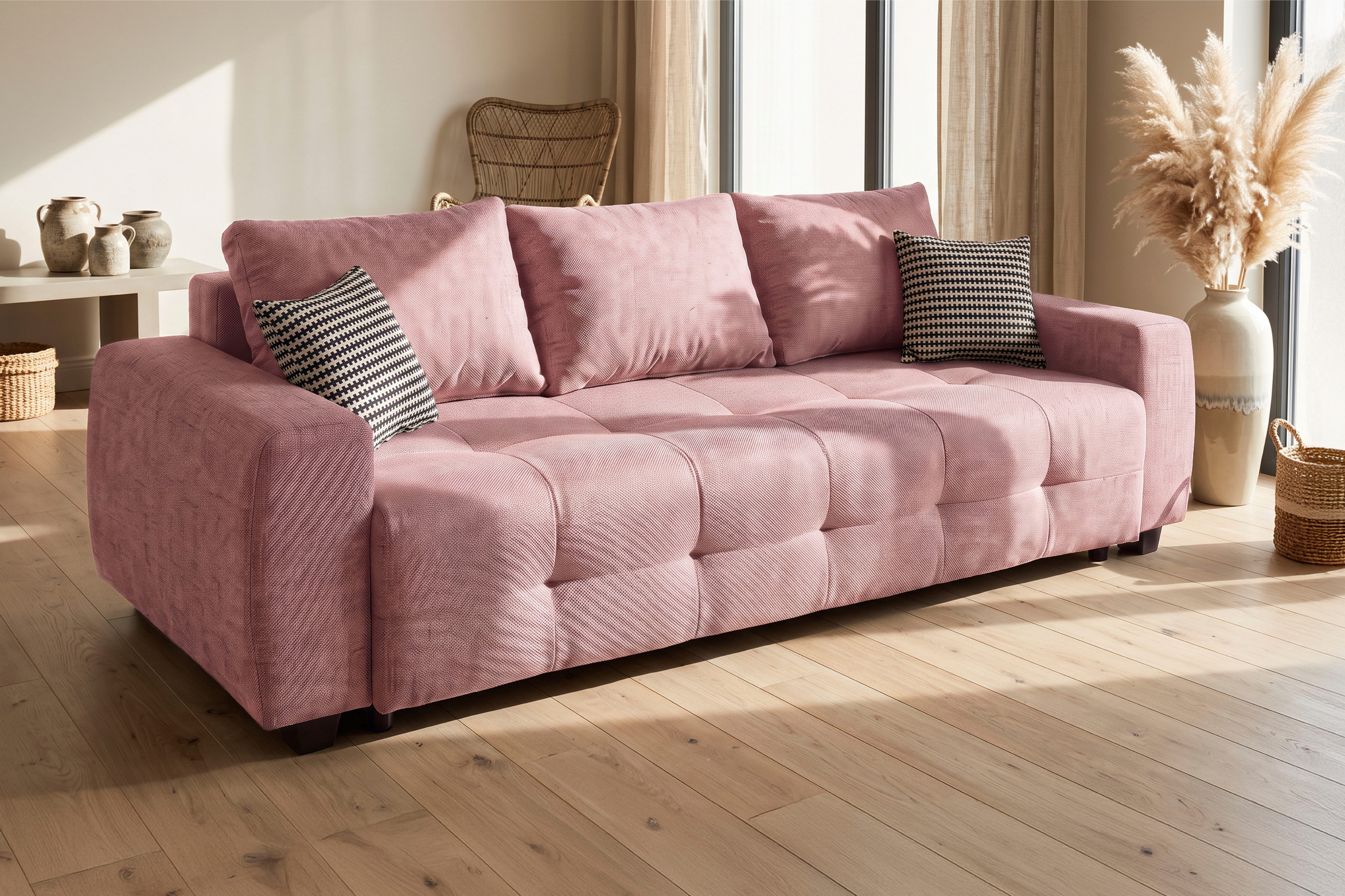 OTTO home Schlafsofa Bella B: 241 cm, Liegefl. 142x194 cm mit Bettkasten & Zierkissen, Schlafcouch mit Gästebett, 2 Zierkissen inklusive, frei stellbar