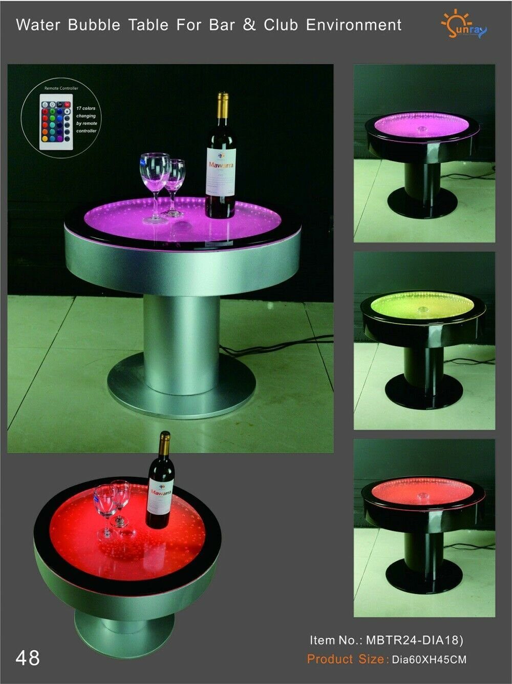 JVmoebel Couchtisch Design Tisch Couchtisch Wasser Säulen Tische LED Beleuchtet Water Neu, Made In Europe
