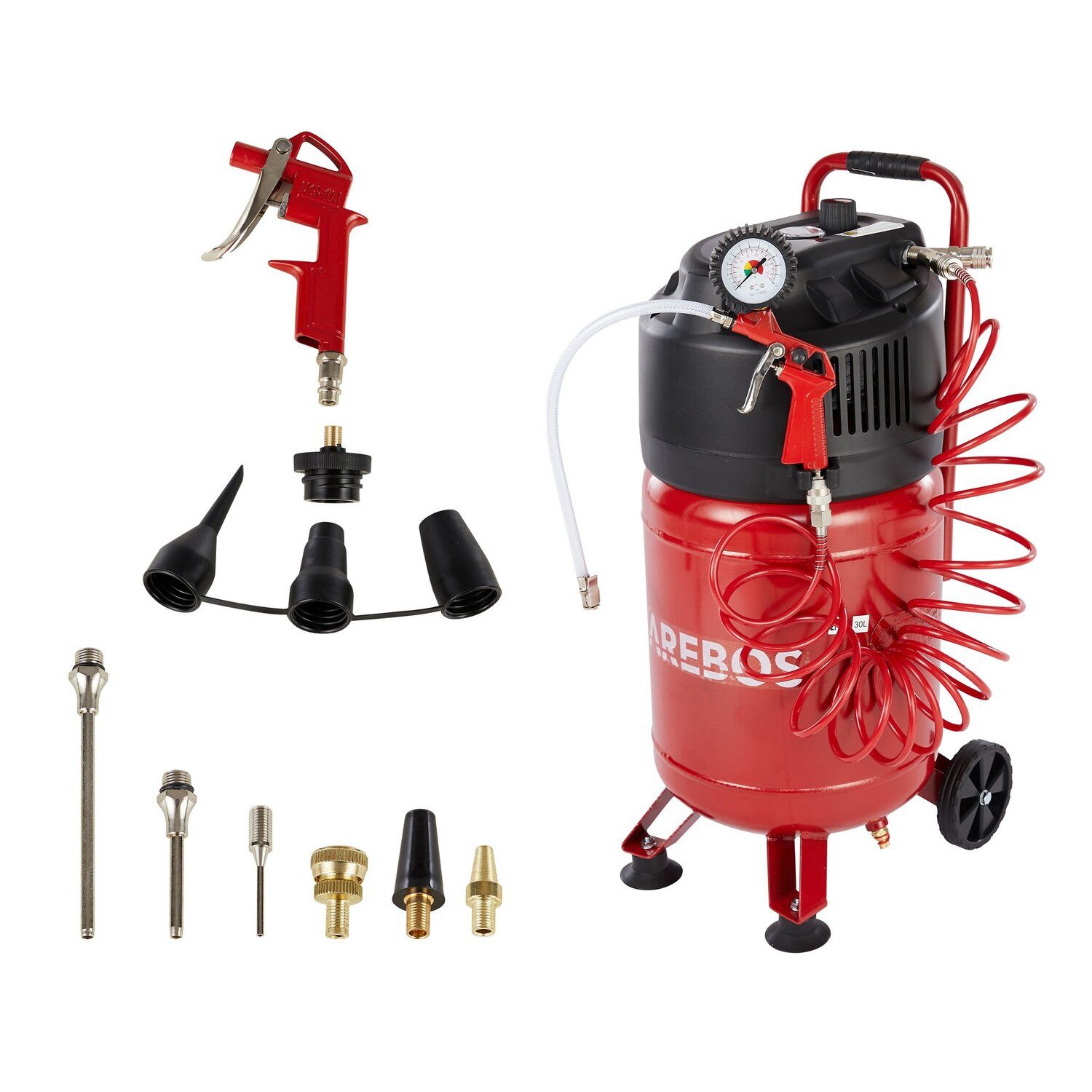 Arebos Druckluftgeräte-Set 30L Druckluftkompressor stehend, inkl. günstig online kaufen