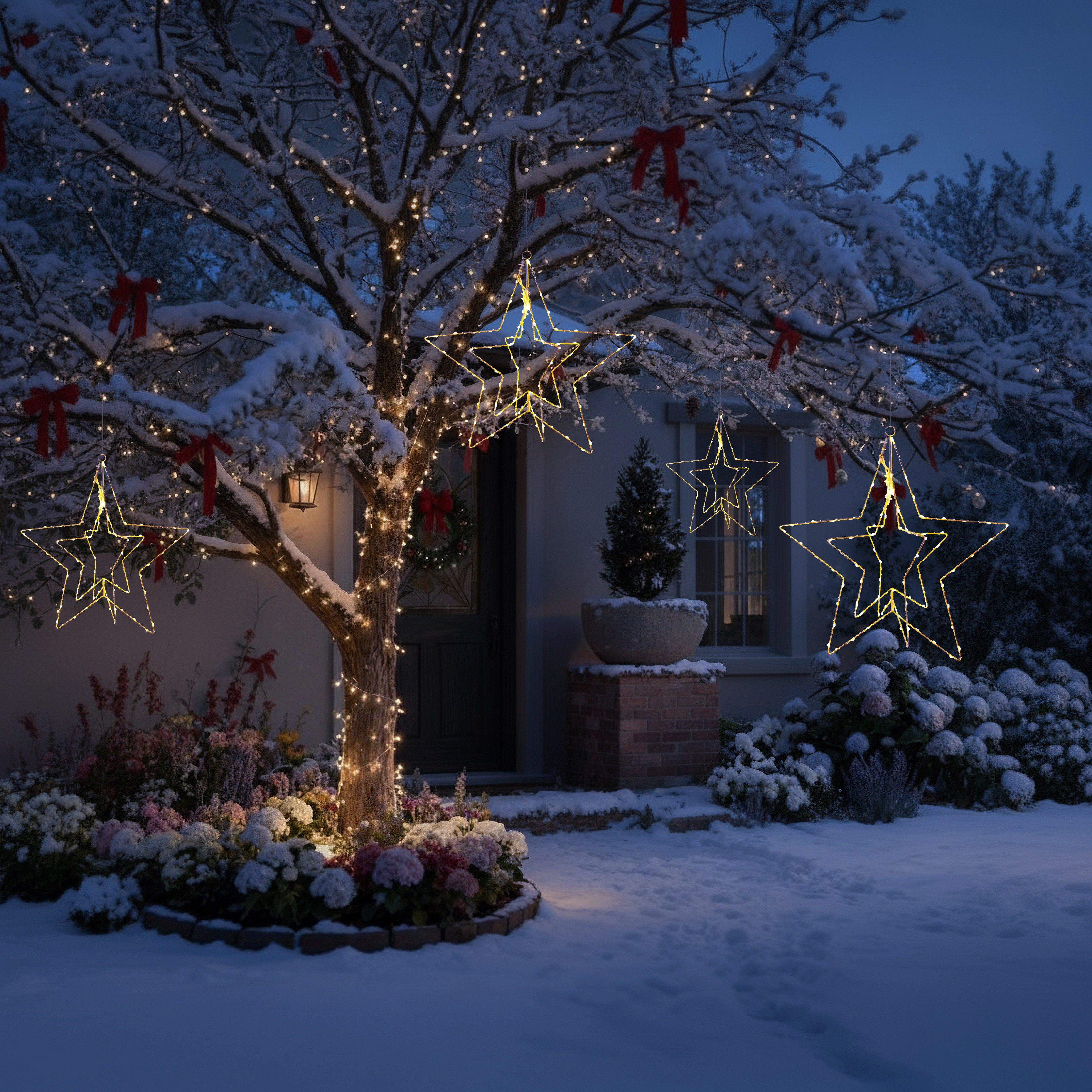 Arnusa LED Stern Leuchtstern Weihnachtsstern zum Aufhängen 45cm mit Timer 90 LED Deko, Ein und Aus, LED, warmweiß, zum Hängen Weihnachtsbeleuchtung warmweiß