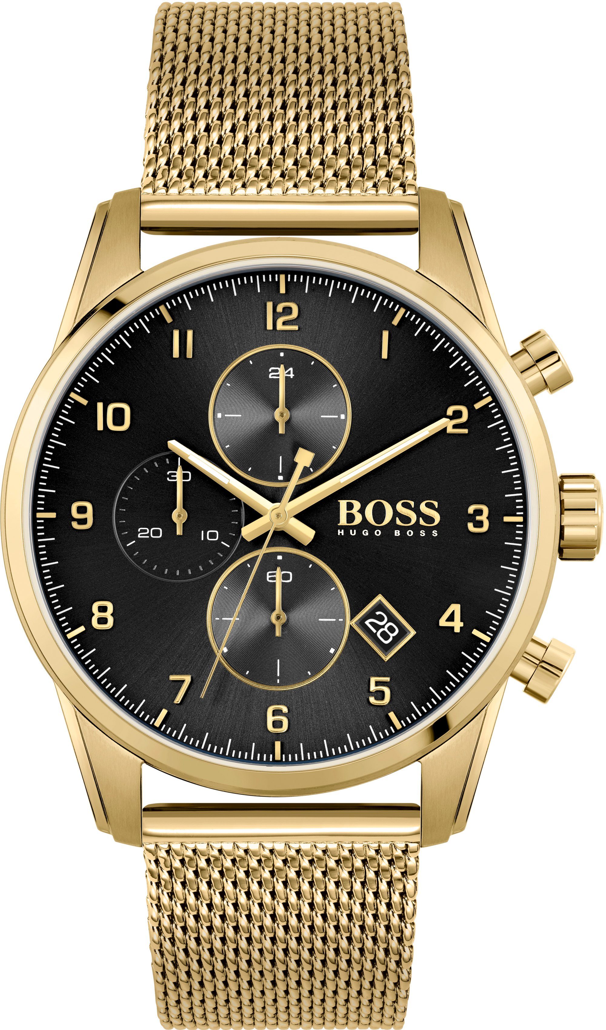 BOSS Chronograph SKYMASTER, 1513838, Quarzuhr, Herrenuhr, Armbanduhr, Stoppfunktion, Datum