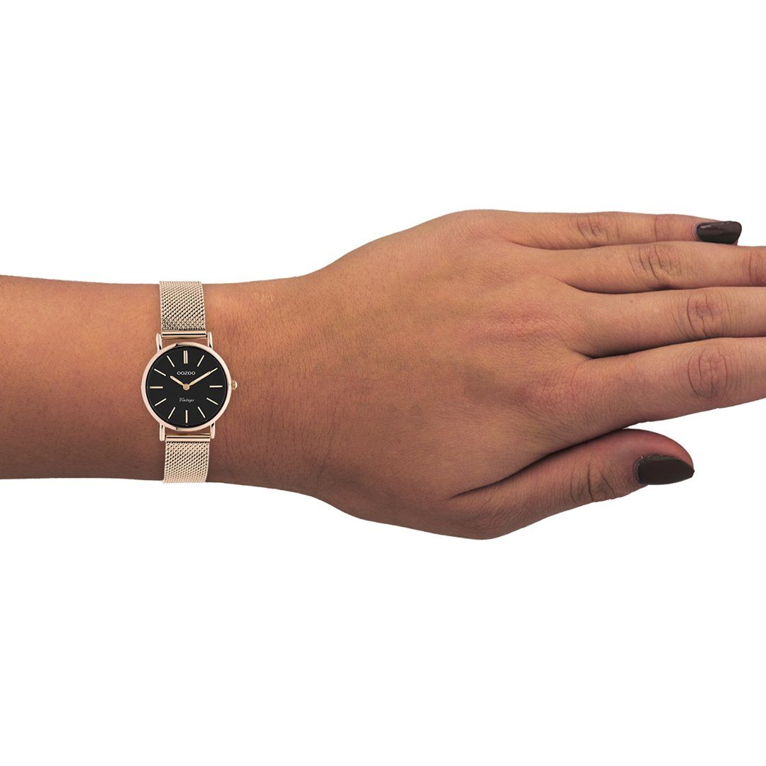 Analog, klein Armbanduhr Uhr rund, Damen, Unisex 28mm) Oozoo Elegant-Style, Quarzuhr Herrenuhr (ca roségold OOZOO Edelstahlarmband, Oozoo