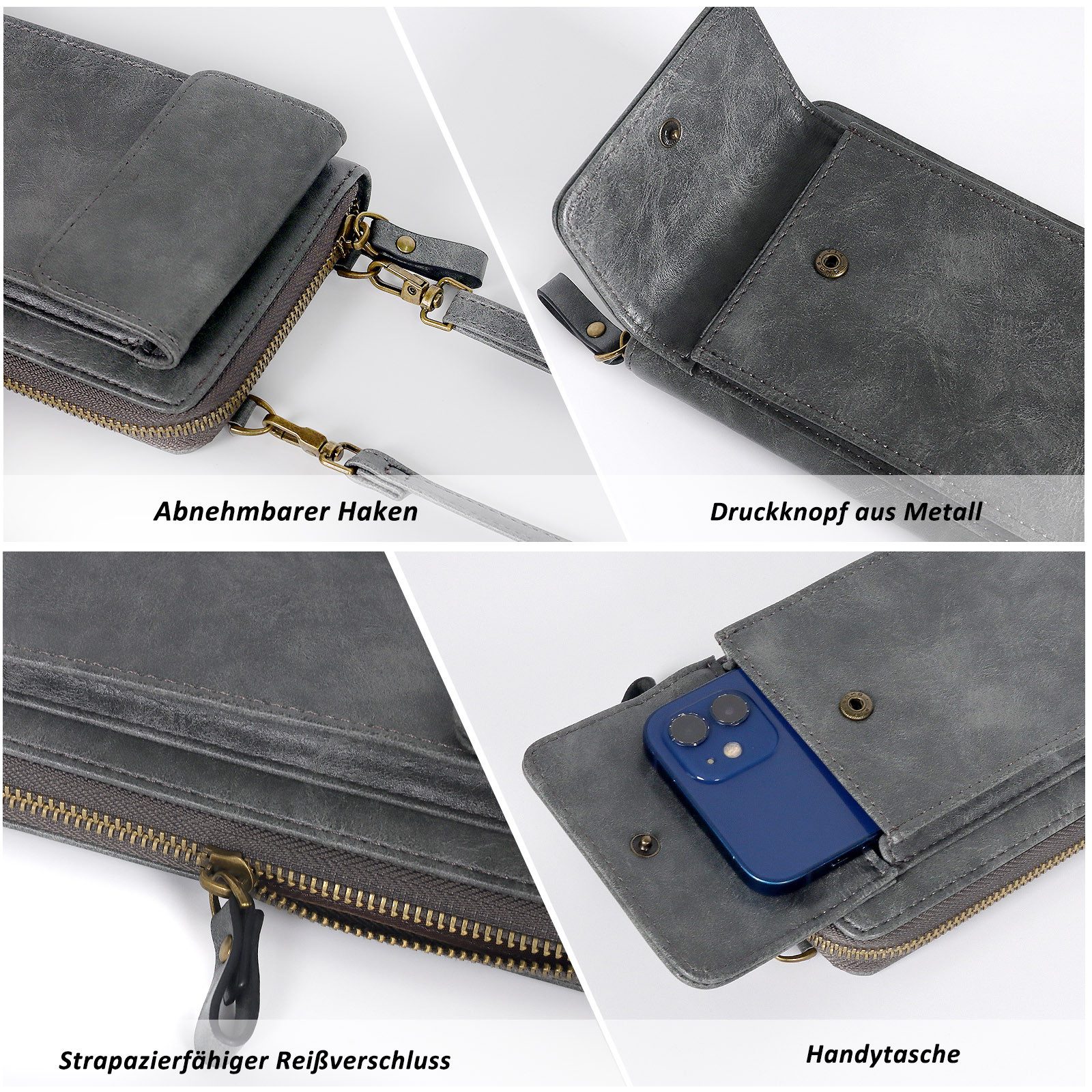 TAN.TOMI Schultertasche Handytasche Damen Cross-Body zum Umhängen mit RFID Blocking (Vielen Fächern Schultertasche Damen), Handy Tasche Damen Umhänge mit Abnehmbarem Gurt