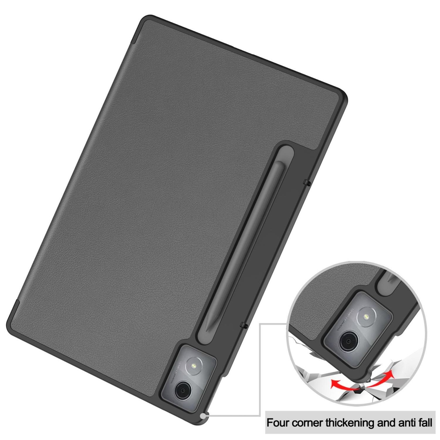 Wigento Tablet-Hülle Für Lenovo Idea Tab Pro 3folt Wake UP Smart Cover Tasche Hülle Grau, 3-Fach Halterung, Kratzfest, Leicht