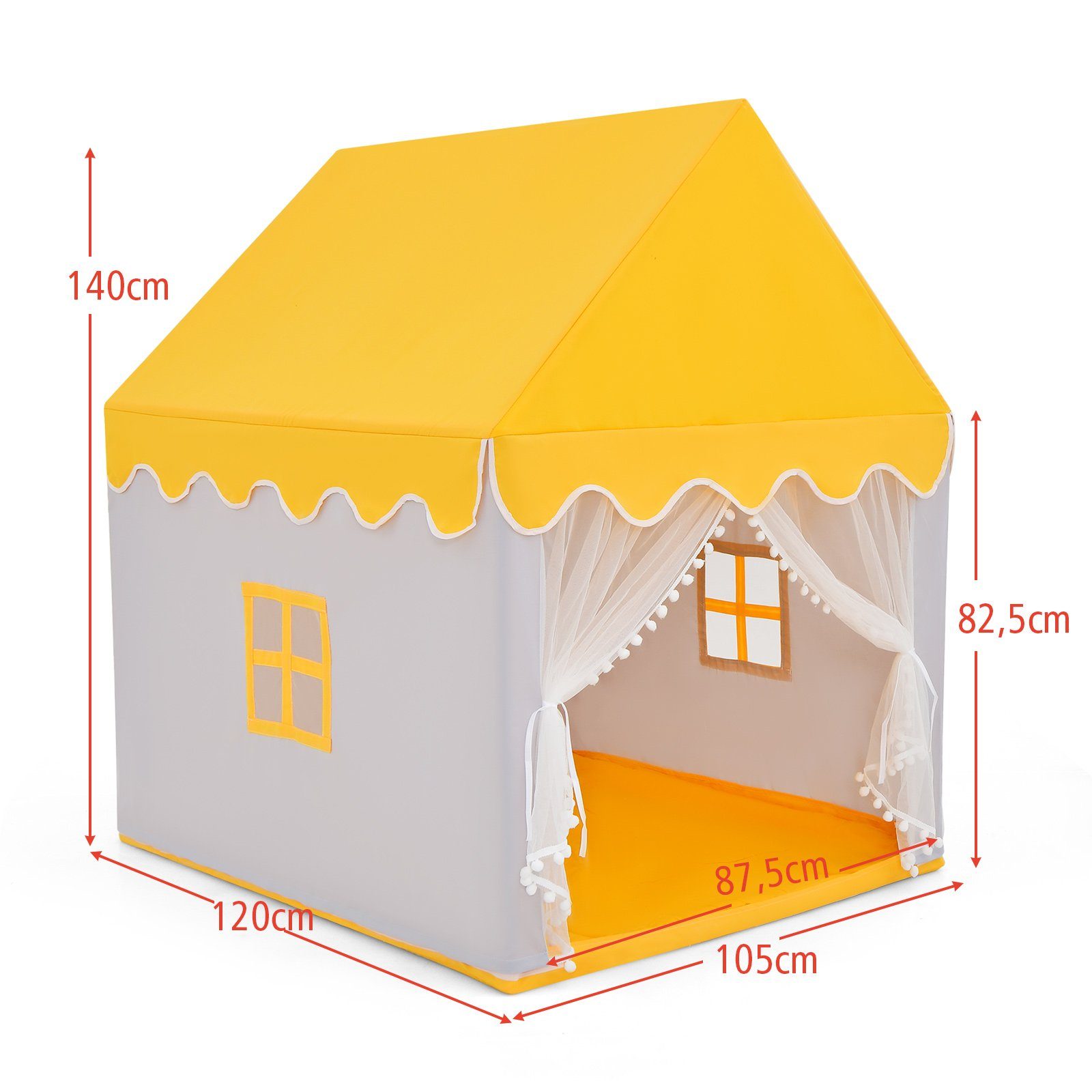 COSTWAY Spielzelt Kinder, mit Baumwolldecke, Fenster 120x105x140cm